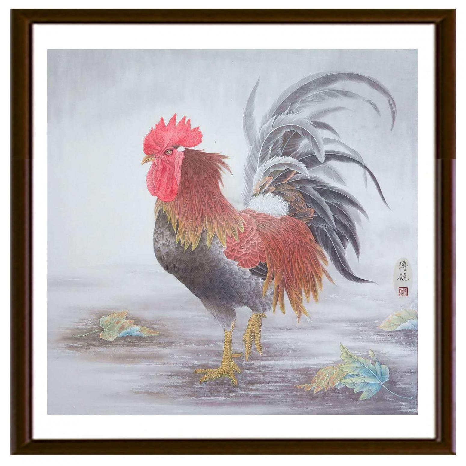 傅饶国画作品《【雄鸡图】作者傅饶》【图2】