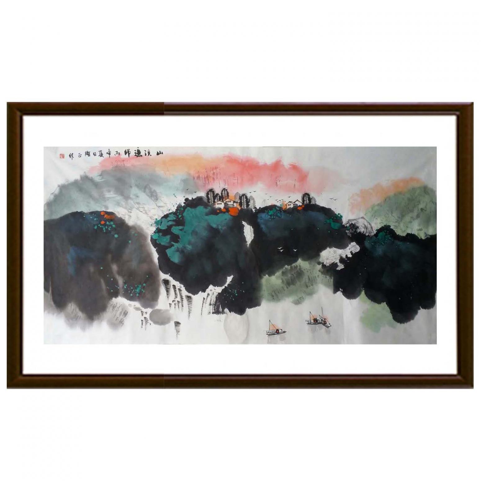 高隆正国画作品《【山溪渔归】作者高隆正》【图2】