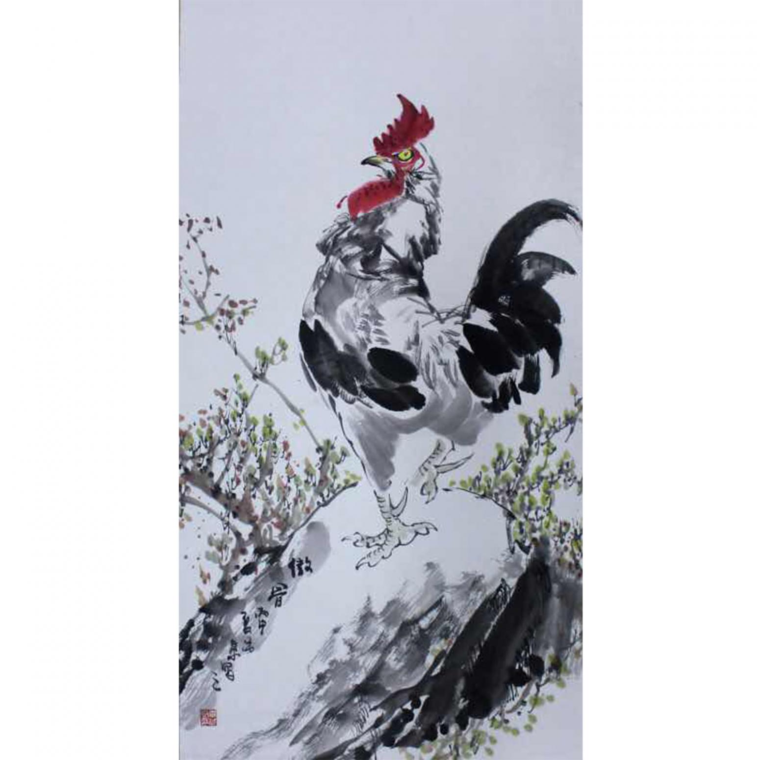 李沛泰国画作品《【金鸡1】作者李沛泰》