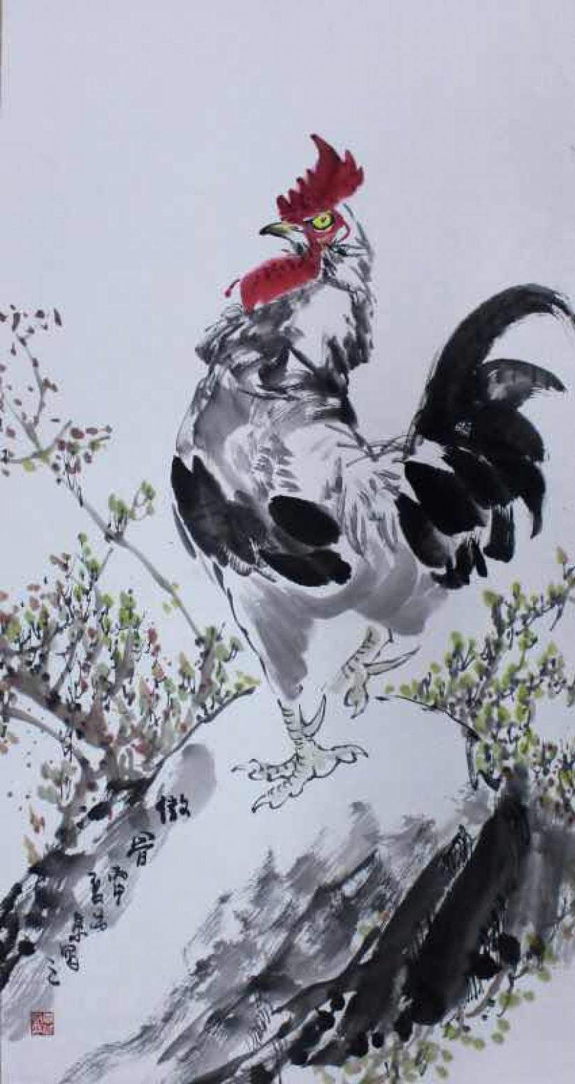 李沛泰国画作品《【金鸡1】作者李沛泰》【图0】