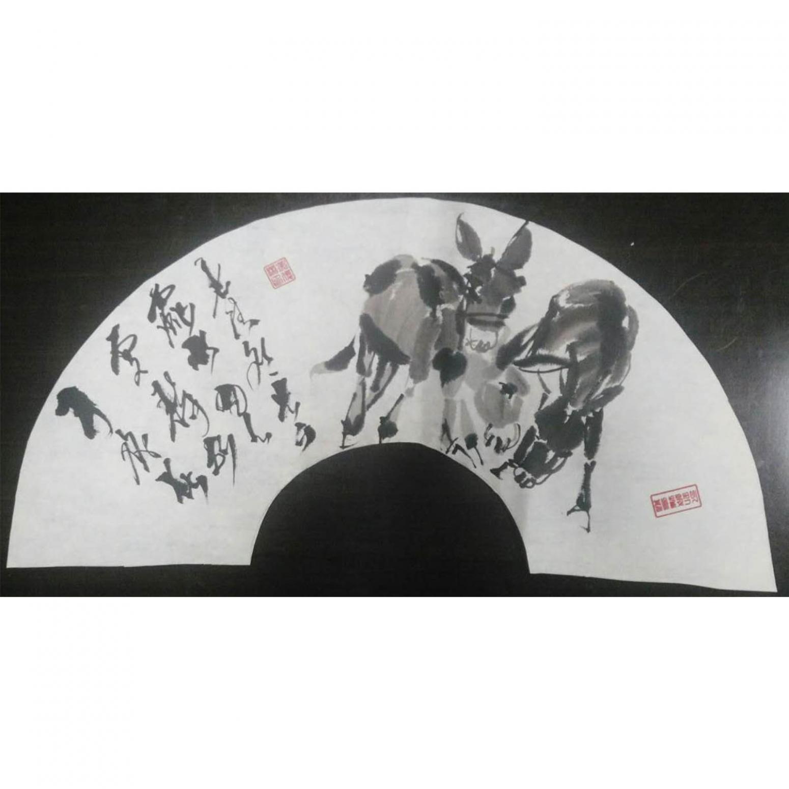 吴俊彬国画作品《【牧驴图1】作者吴俊彬》