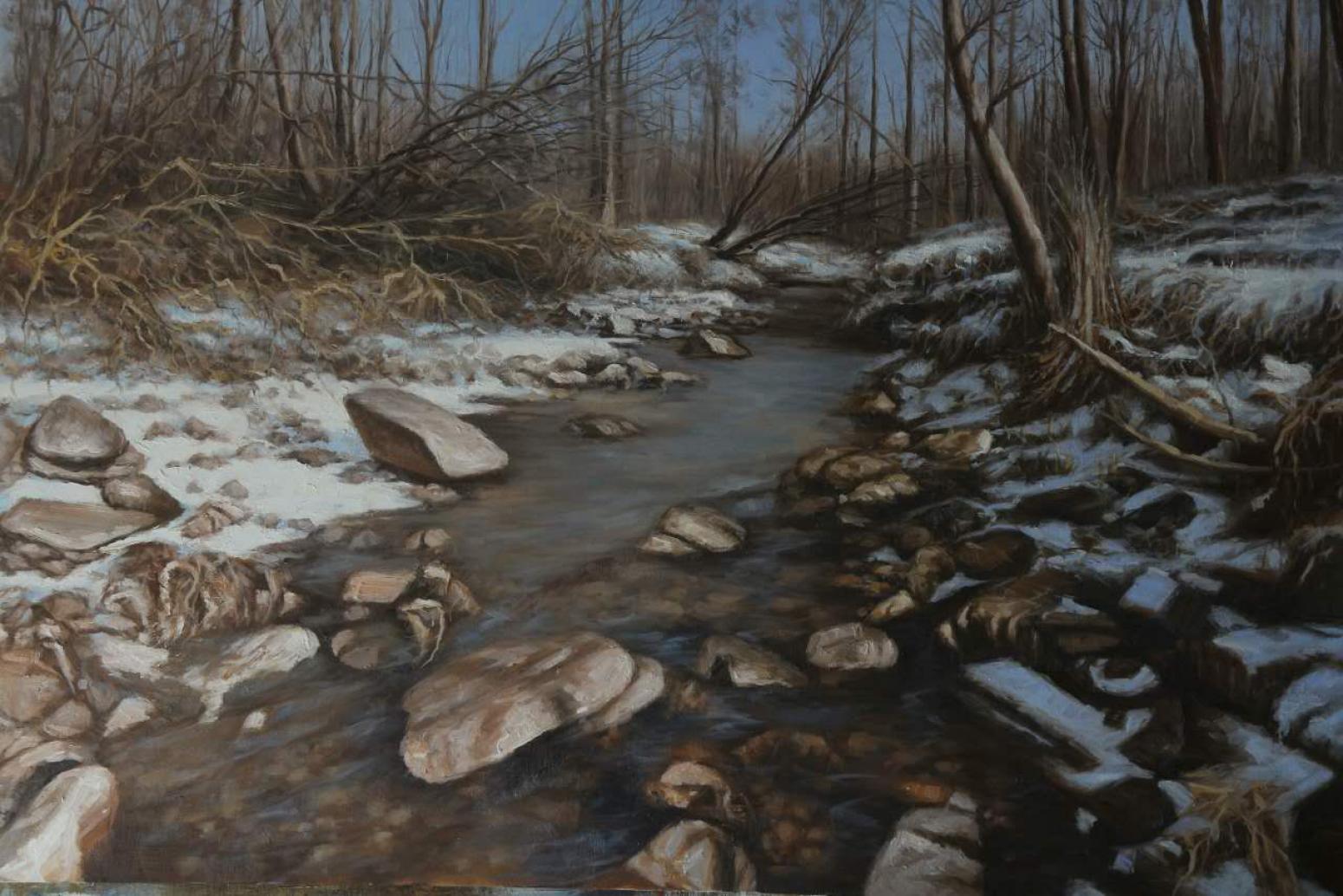 覃朝坤油画作品《【林中小溪】作者覃朝坤》【图0】