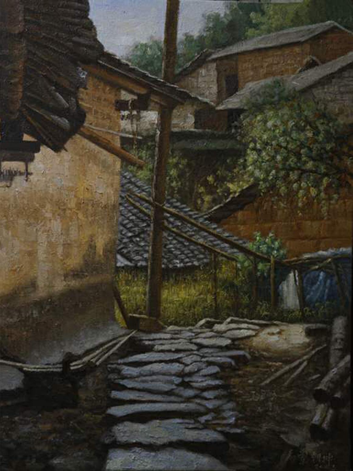 覃朝坤油画作品《【小巷】作者覃朝坤》【图0】