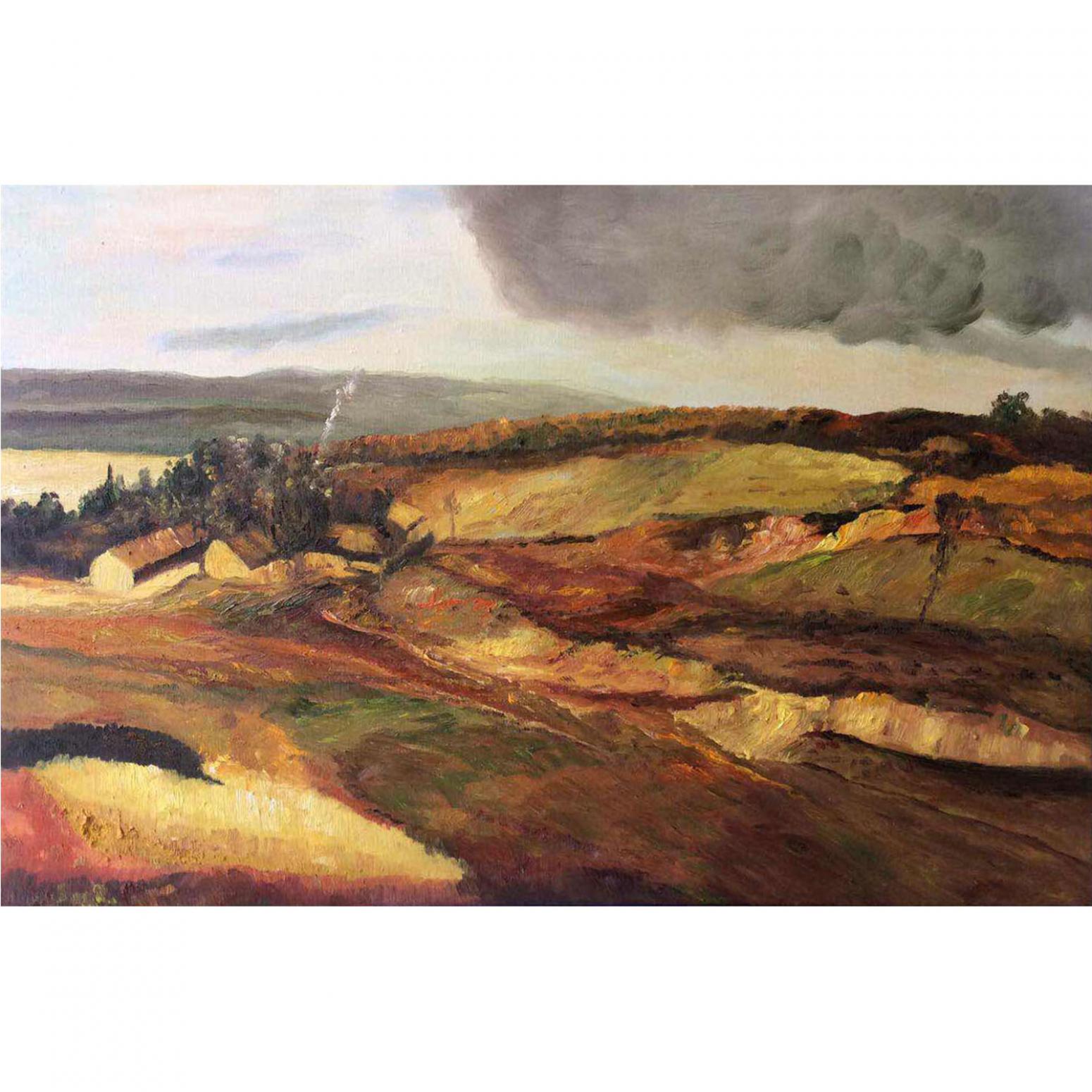 王艺油画作品《【荒漠红野】作者王艺》