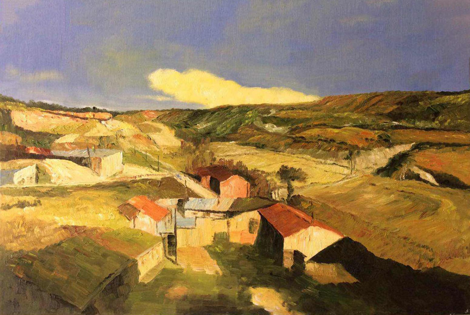 王艺油画作品《【原野小村】作者王艺》【图0】