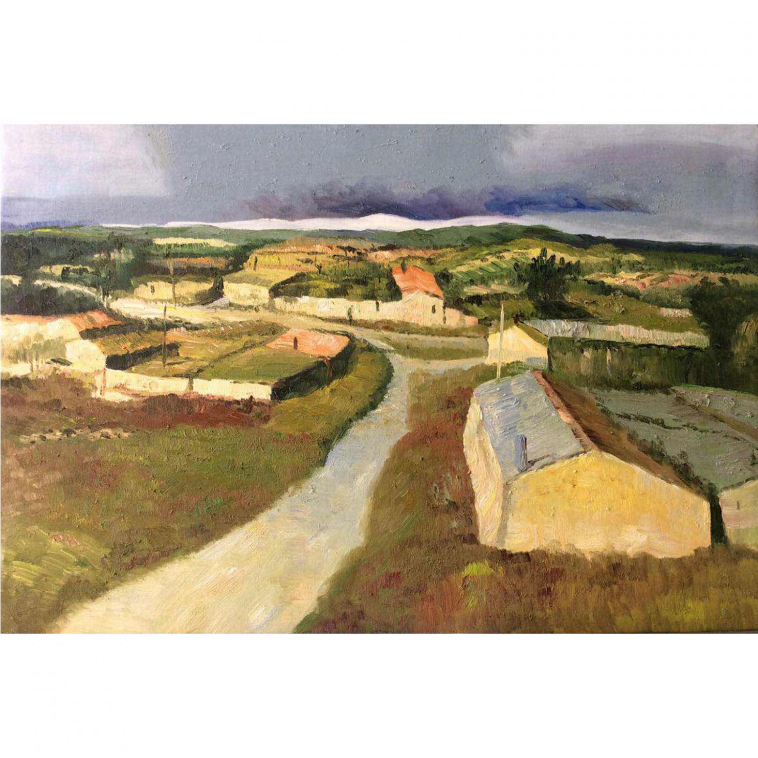 王艺油画作品《【山村小路】作者王艺》