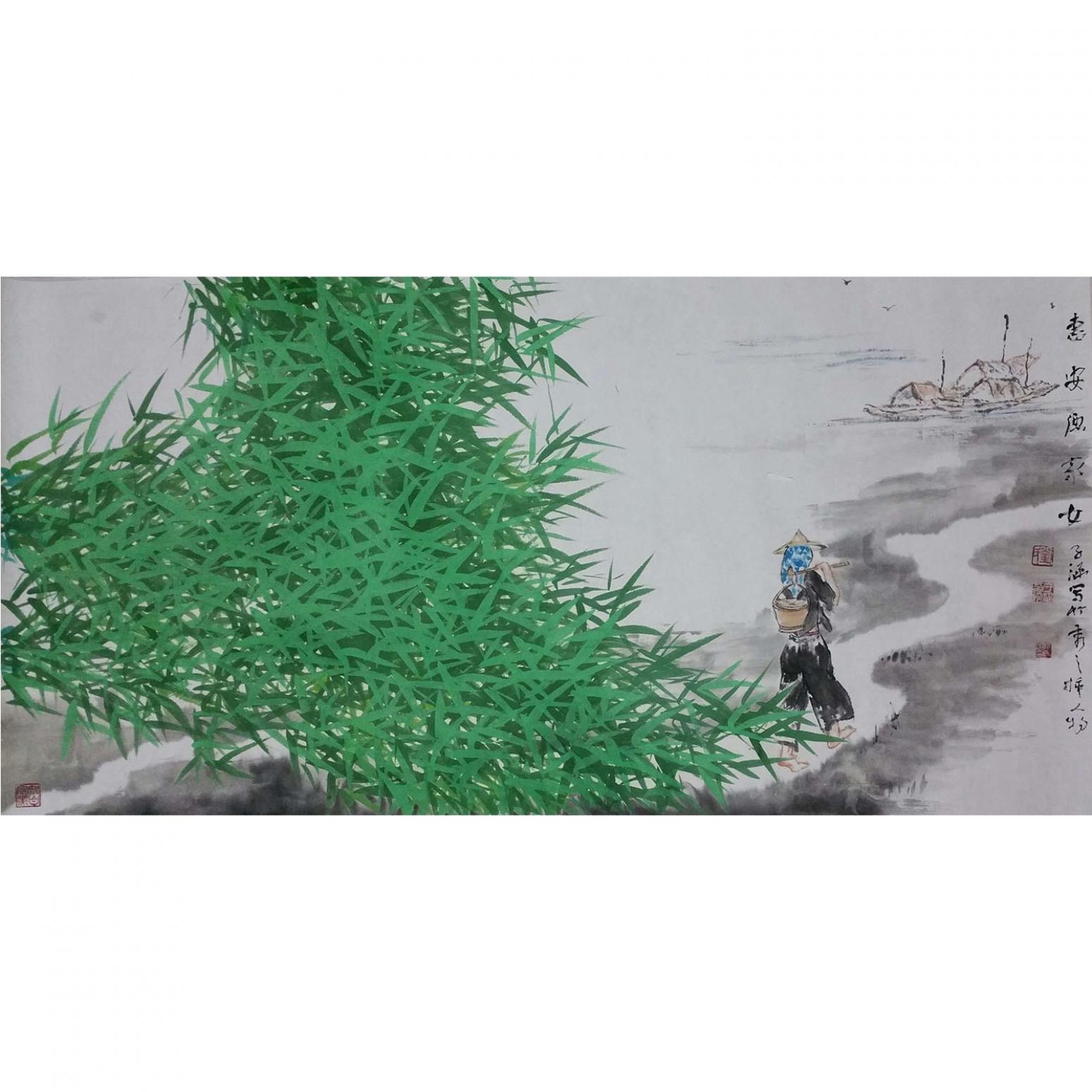 刘春香国画作品《【溯溪而上】作者刘春香》