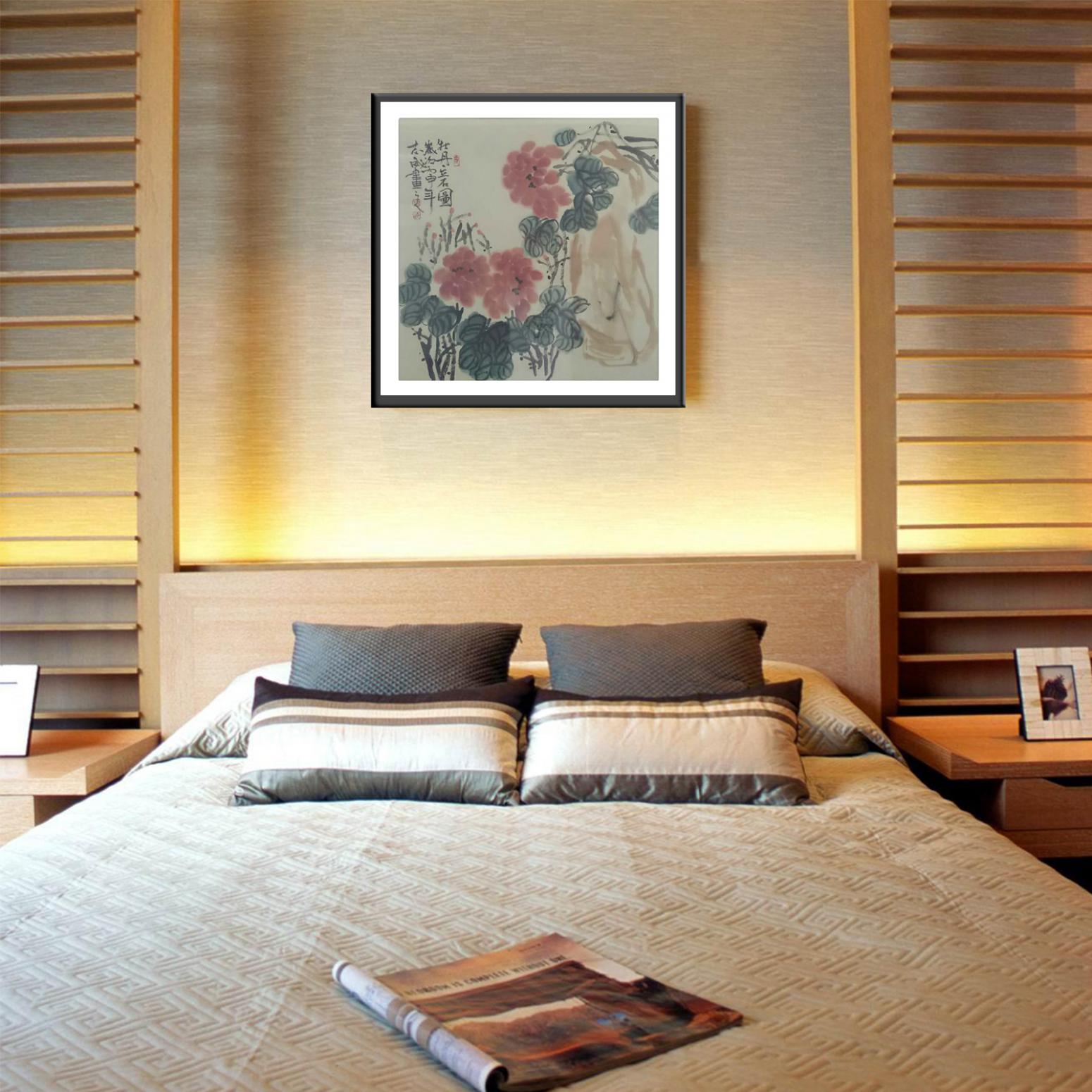 郭志威国画作品《【牡丹立石图】作者郭志威》【图3】