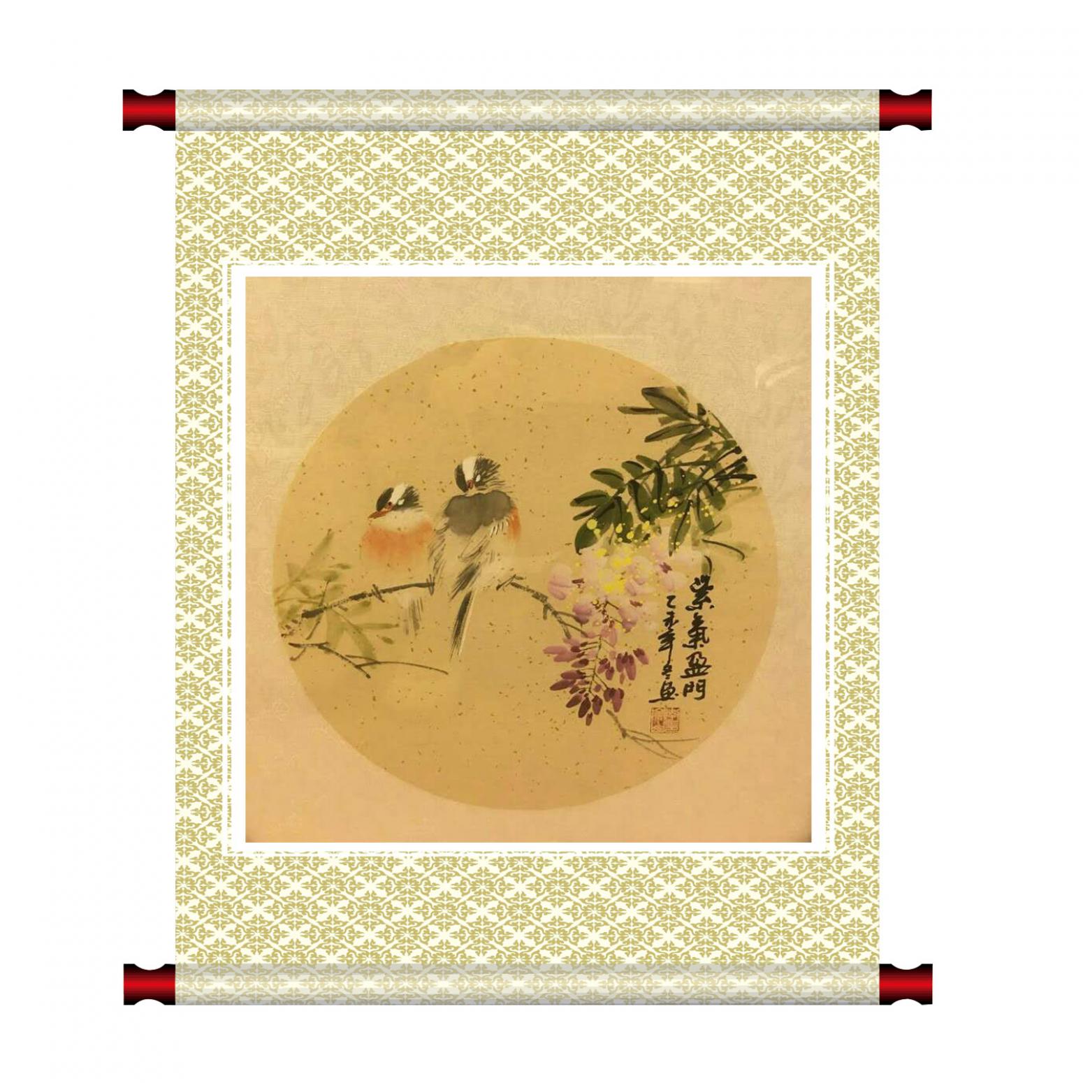 李崇山国画作品《【紫气迎门】作者李崇山》【图1】