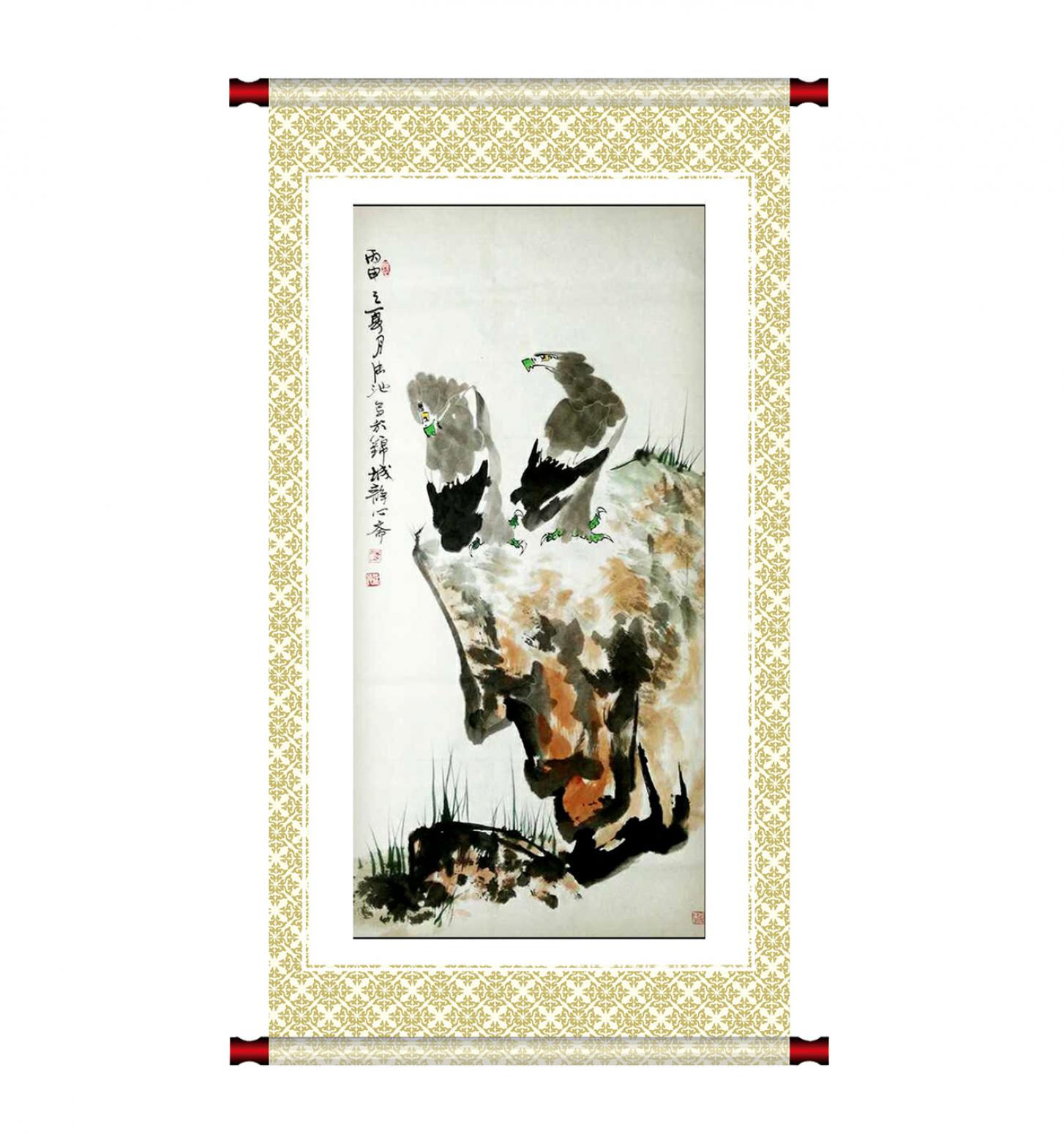 李沫池国画作品《【双鹰】作者李沫池》【图1】