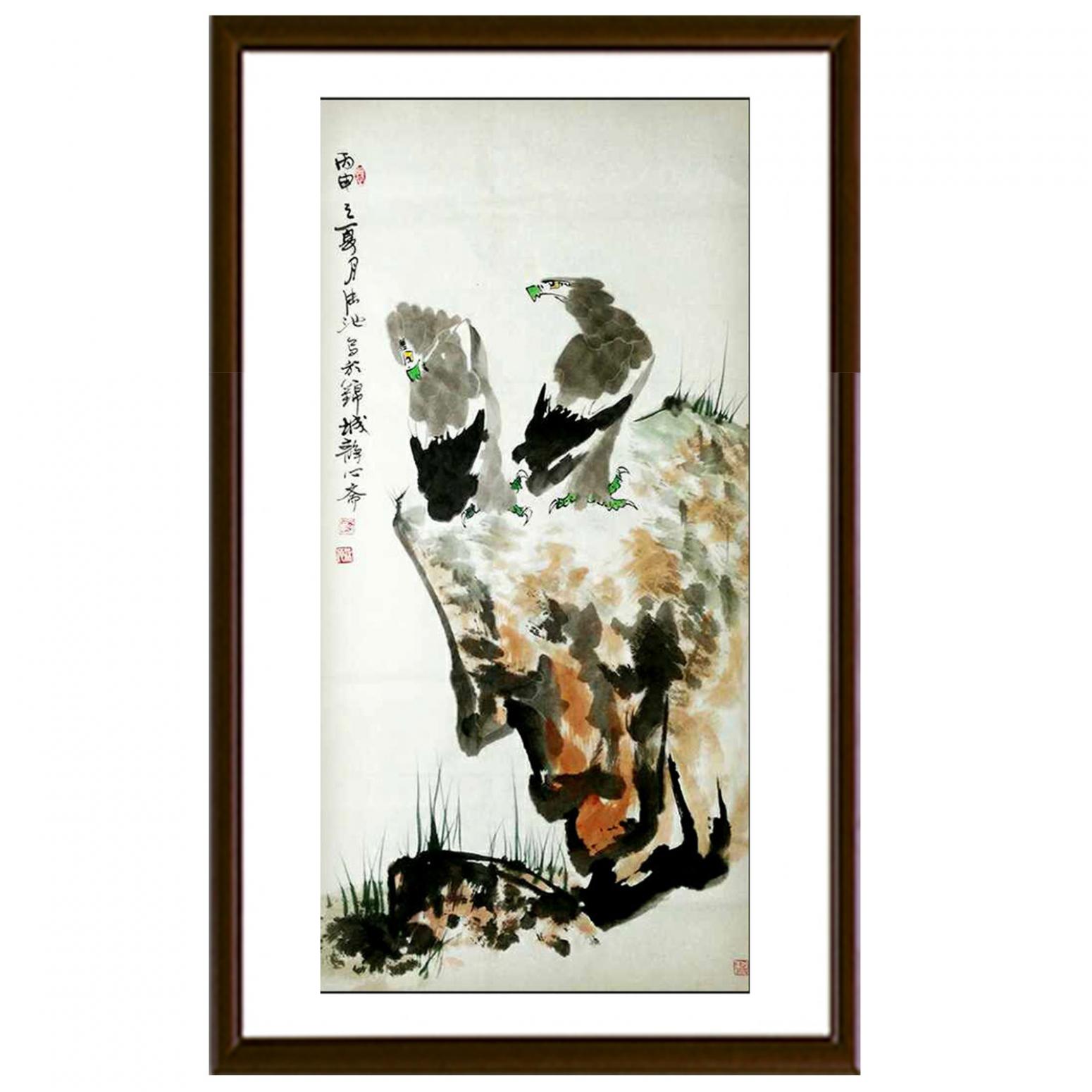 李沫池国画作品《【双鹰】作者李沫池》【图2】