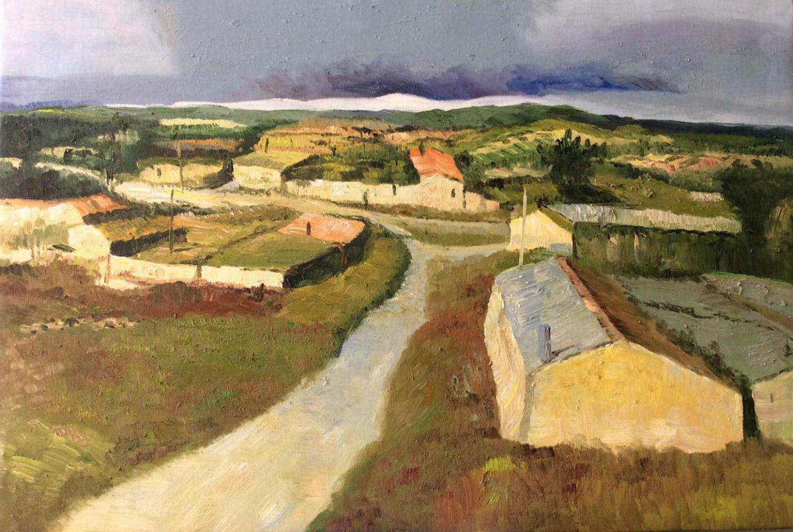 王艺油画作品《【山村小路】作者王艺》【图0】