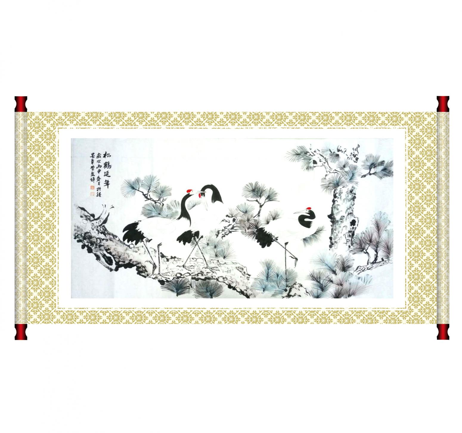 李牧国画作品《【松鹤延年】作者李牧》【图1】