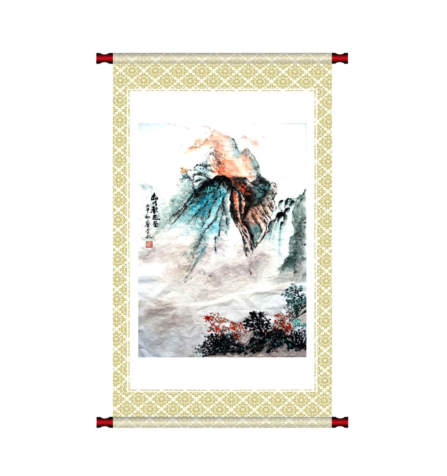 李牧国画作品《【山川秋色图】作者李牧》【图1】