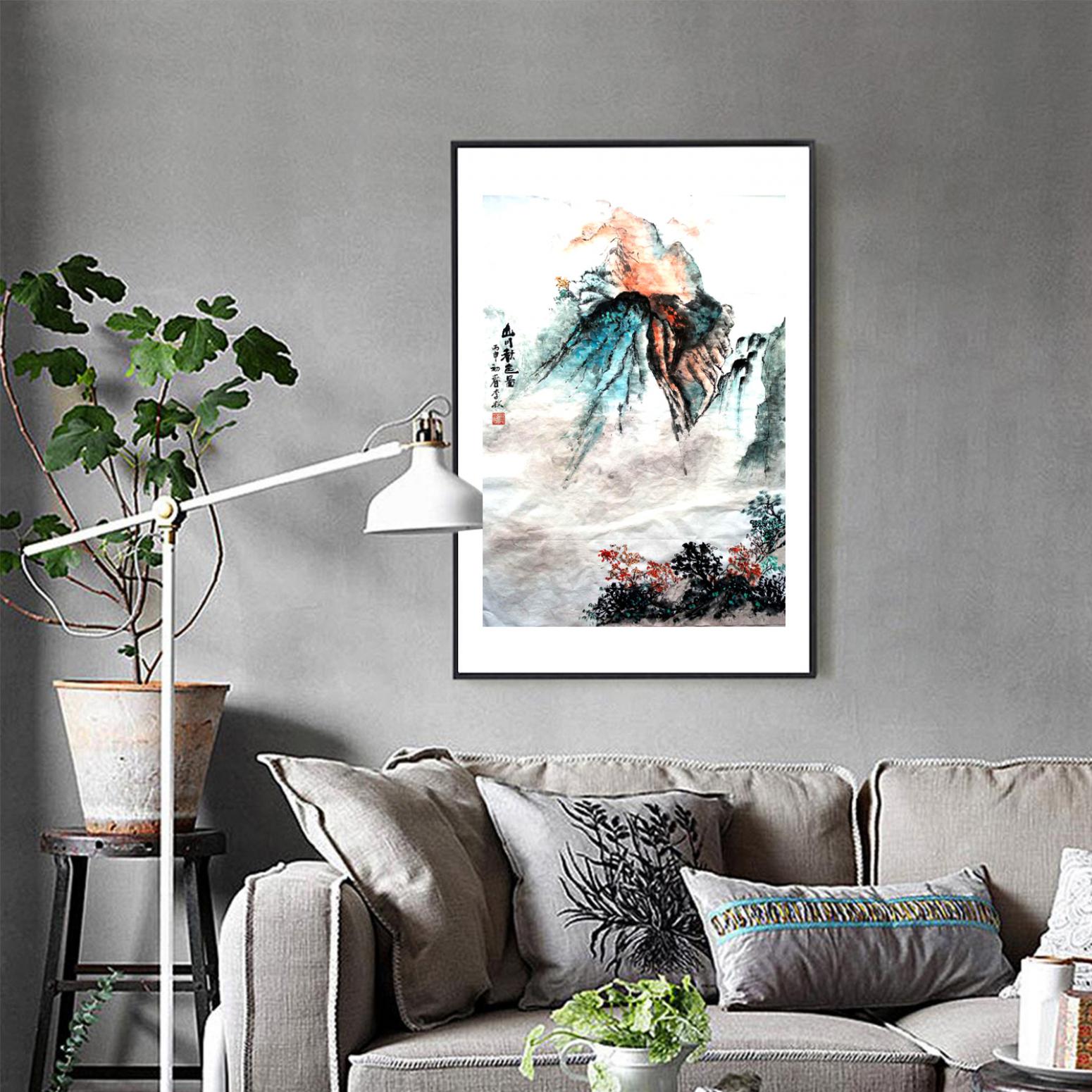 李牧国画作品《【山川秋色图】作者李牧》【图3】