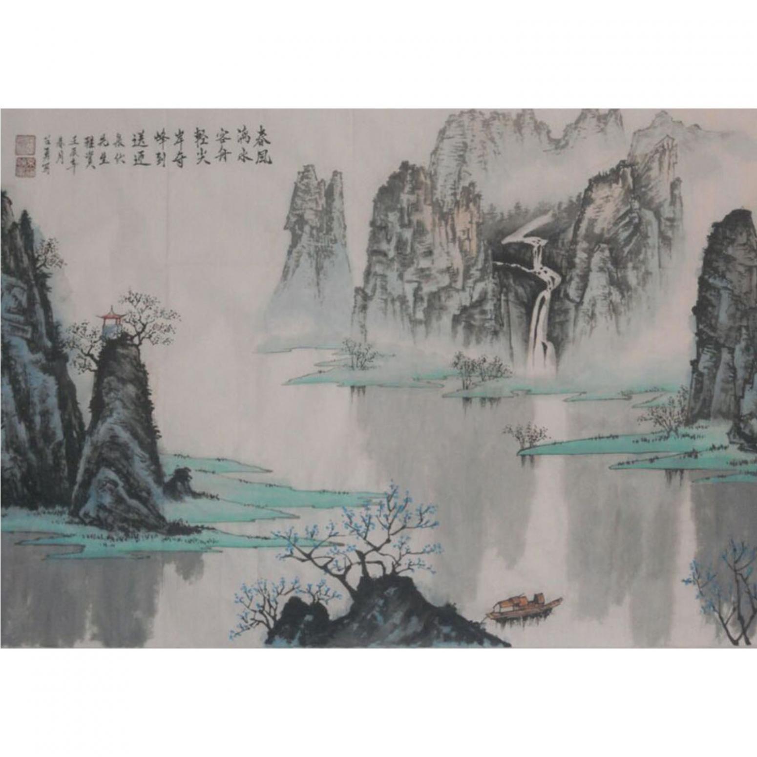 秦召勇国画作品《【春风漓水..】作者秦召勇》