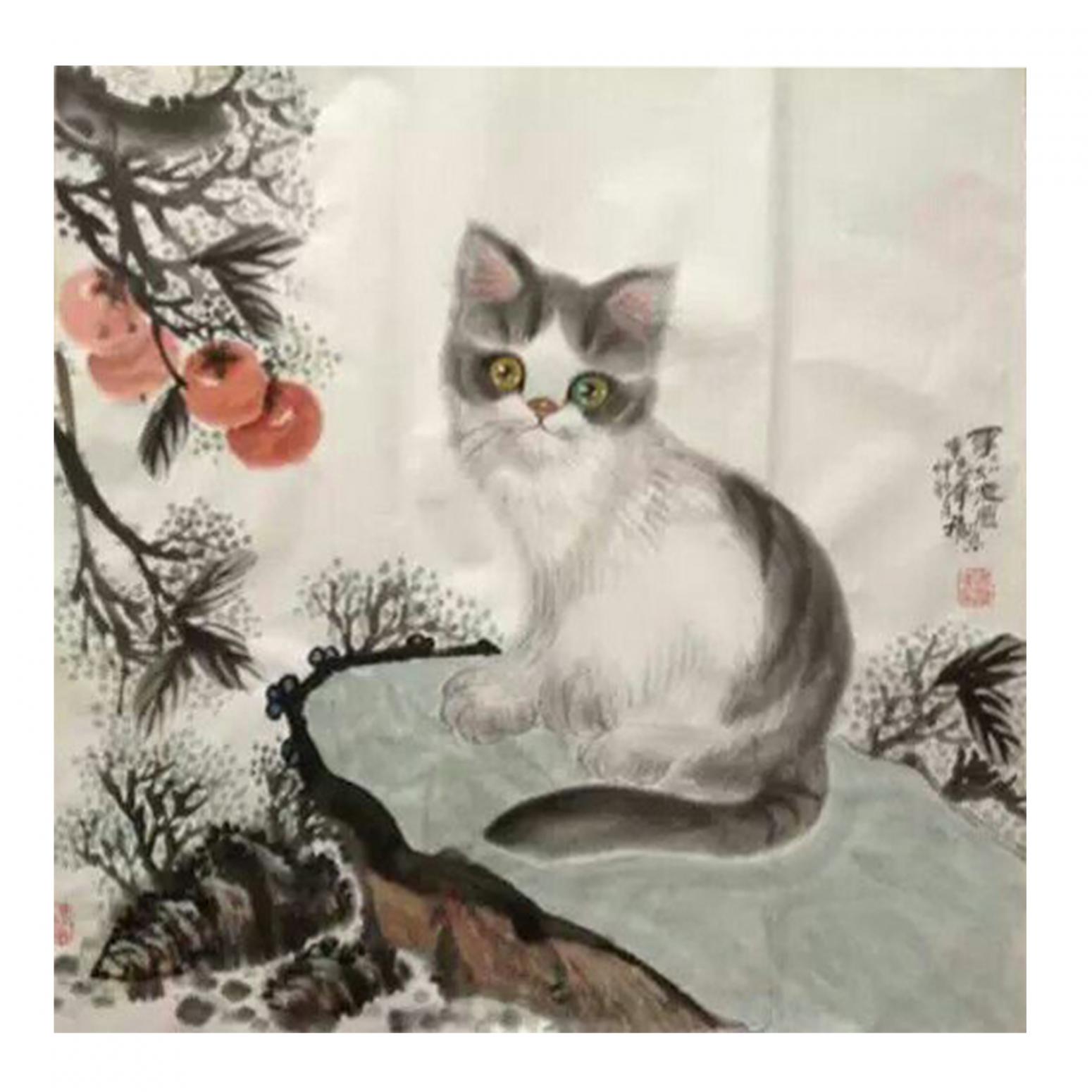于福东国画作品《【小猫3】作者于福东》