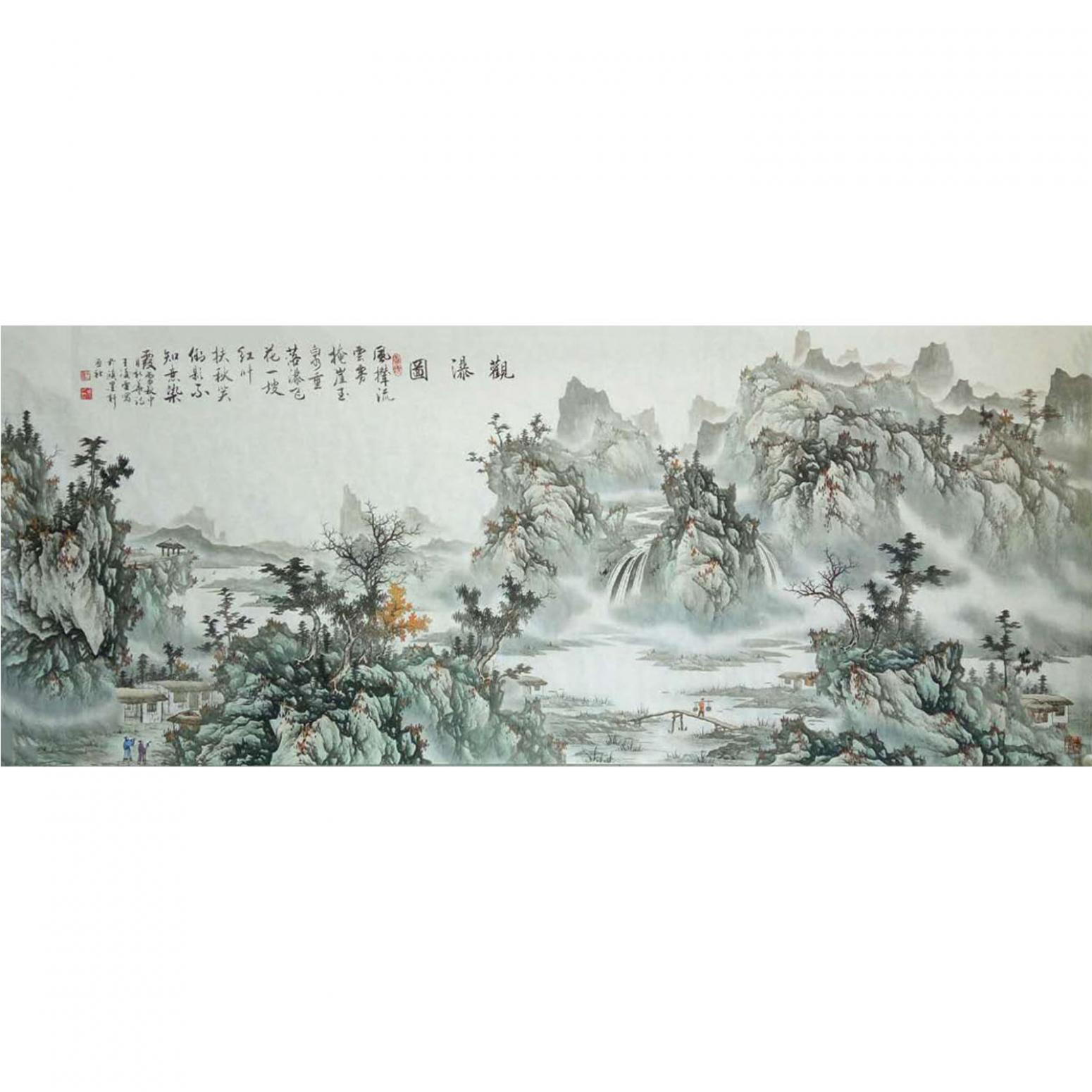 王凌云国画作品《【观瀑图1】作者王凌云》