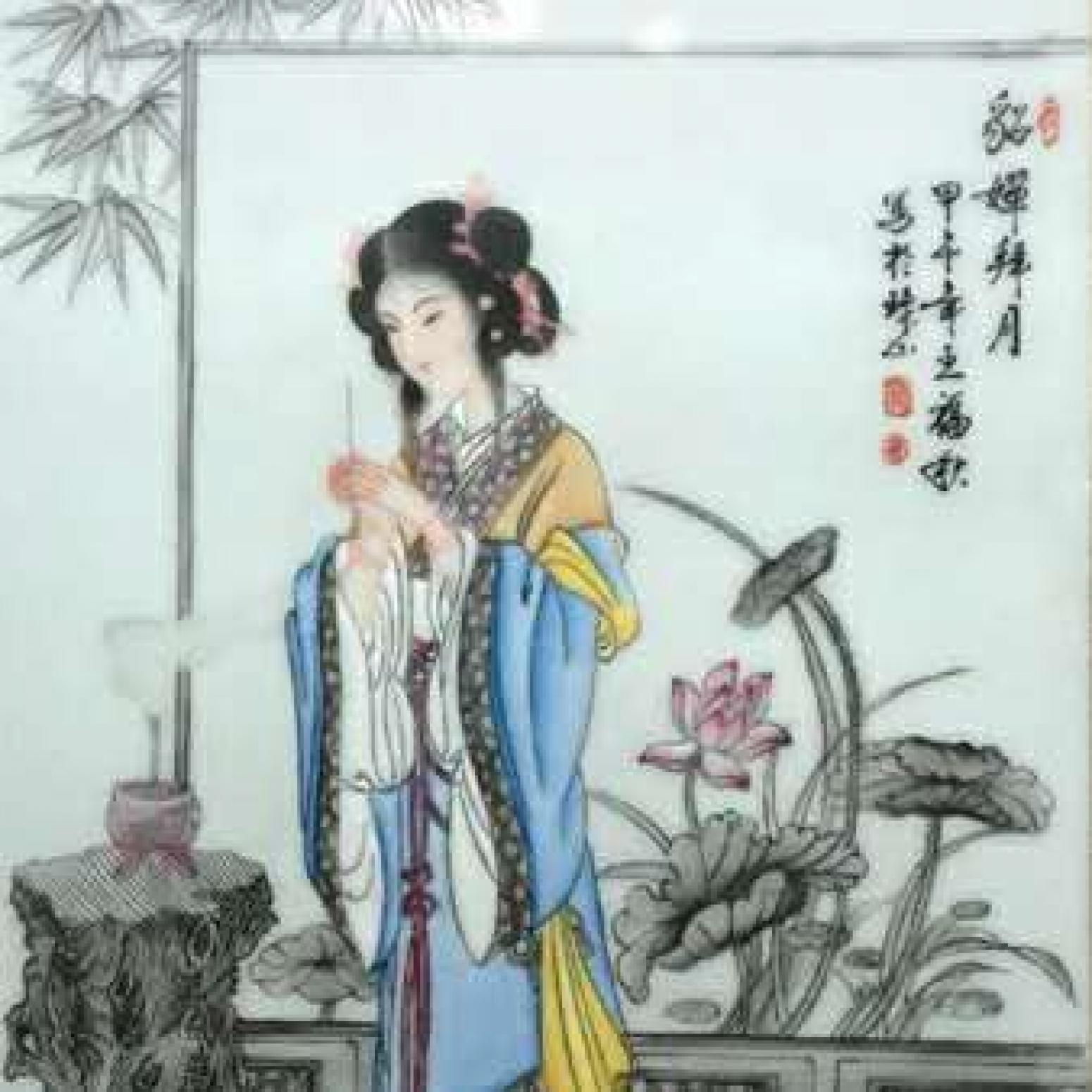 王福秋国画作品《【貂蝉拜月】作者王福秋》【图0】