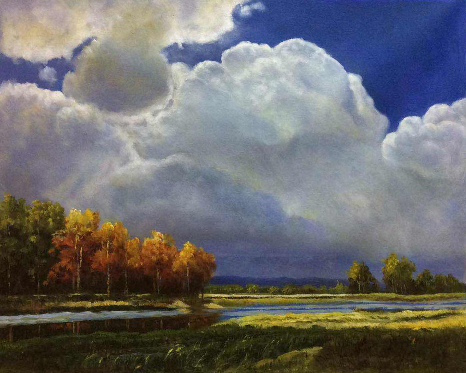 王艺油画作品《【原野蓝天】作者王艺》【图0】