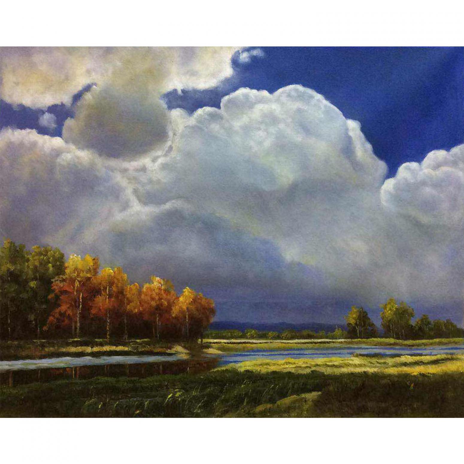 王艺油画作品《【原野蓝天】作者王艺》