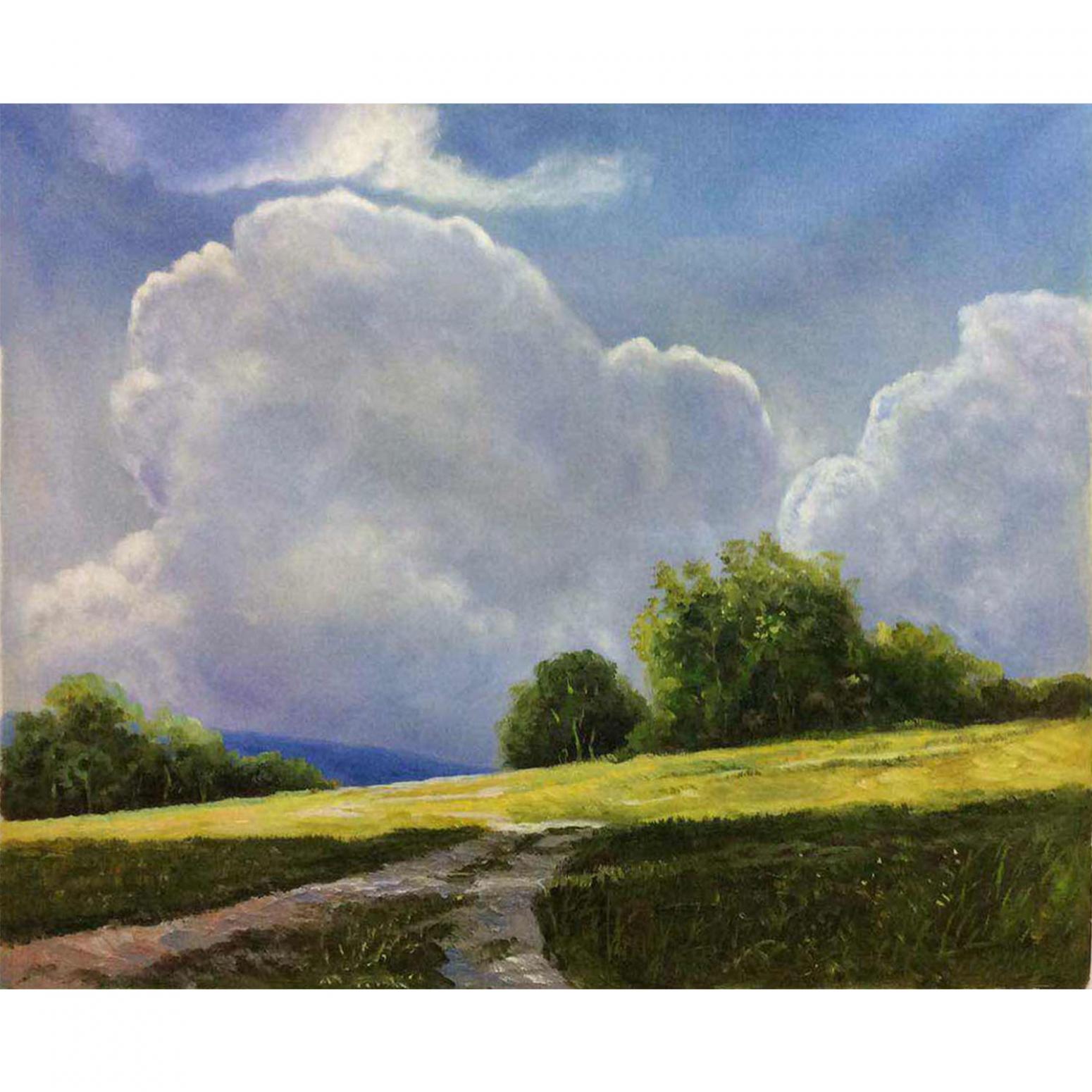 王艺油画作品《【蓝天白云2】作者王艺》