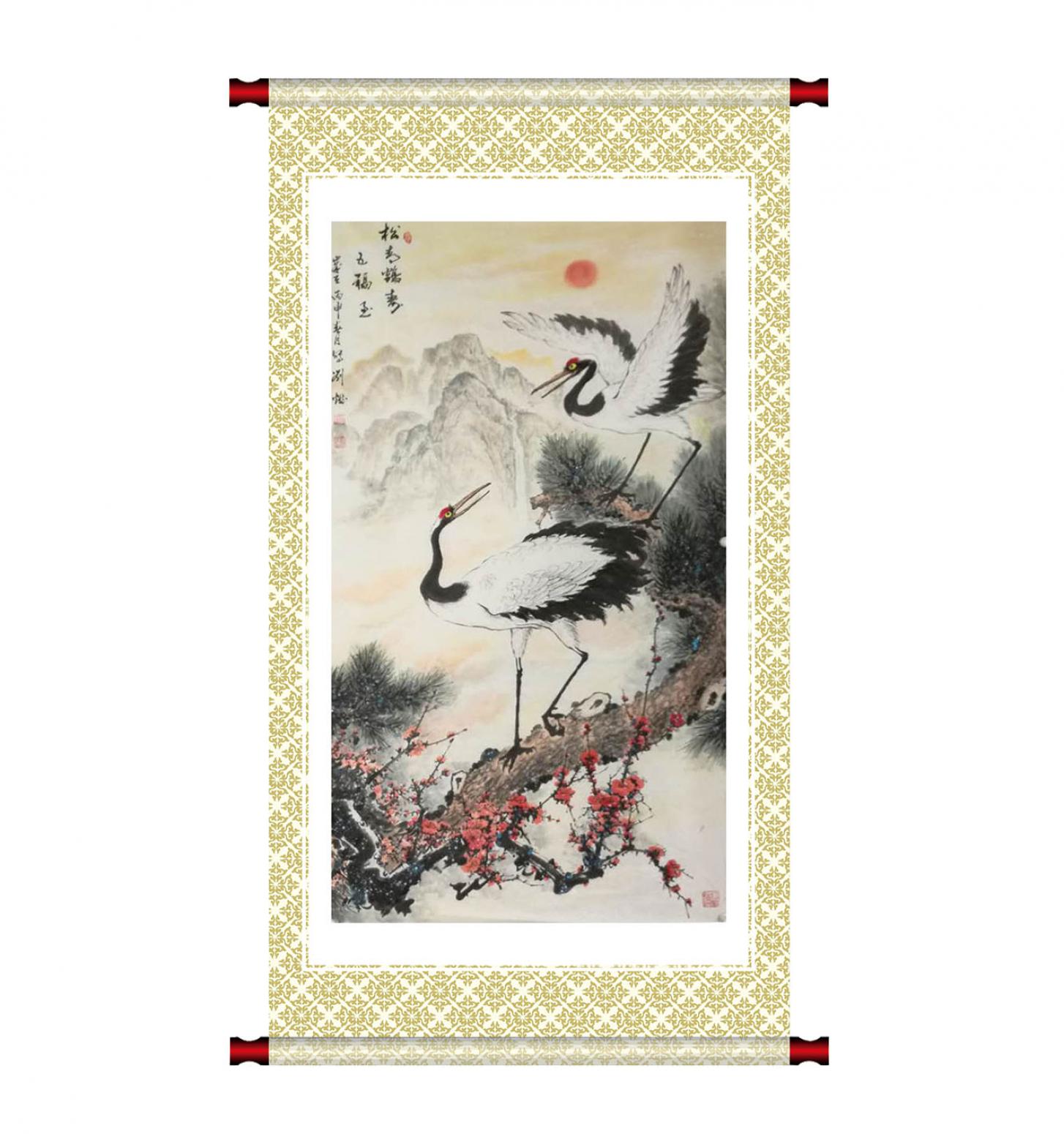 刘燃国画作品《【松山鹤舞】作者刘燃》【图1】