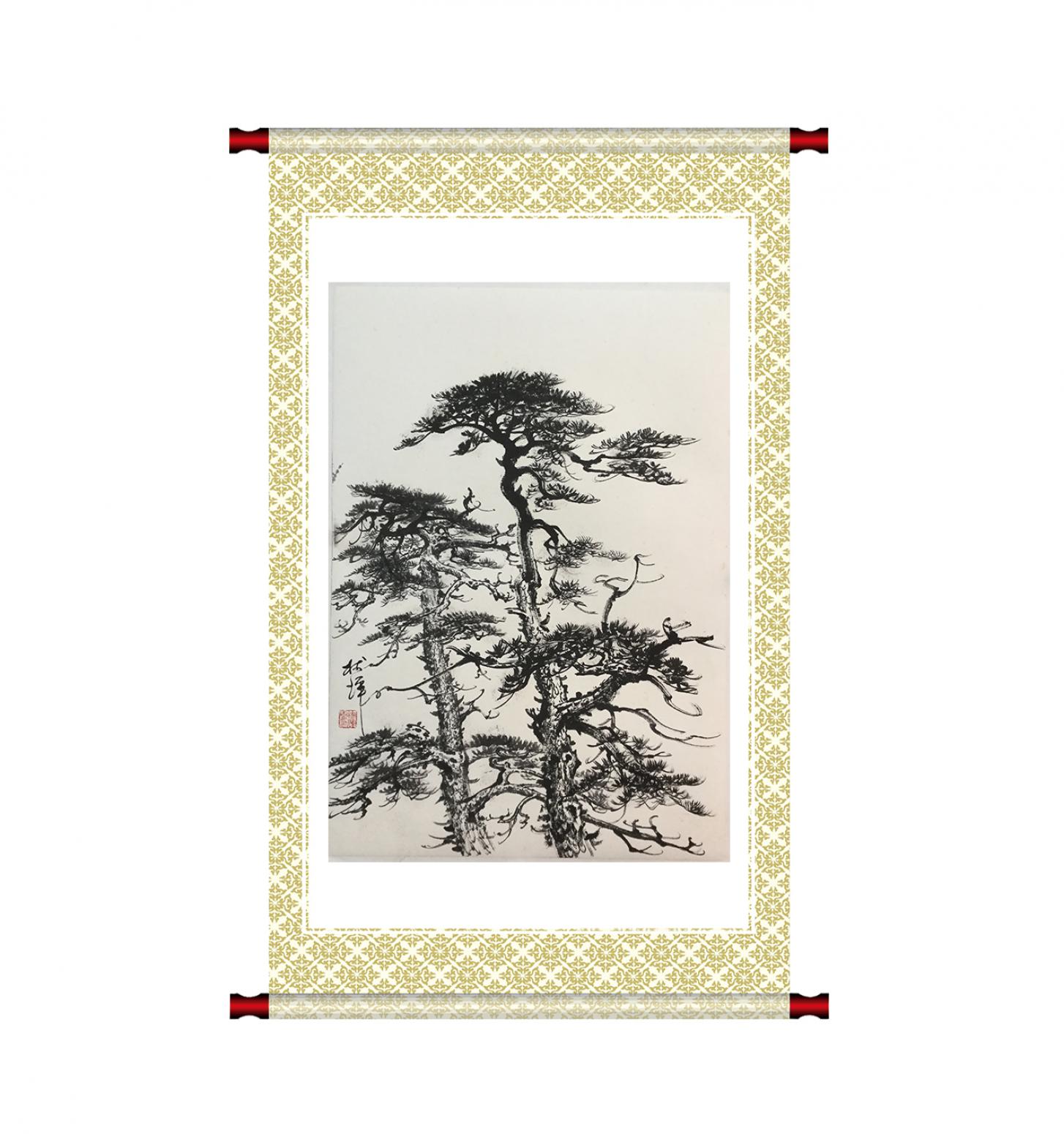 罗树辉国画作品《【二松并立】作者罗树辉》【图1】