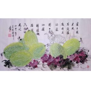 艺术品图片：艺术家张洋国画作品名称《【哈密甜瓜】作者张洋》价格2400.00 元