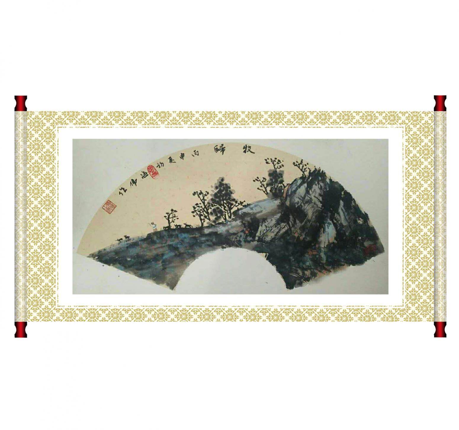 马海伟国画作品《【牧归】作者马海伟》【图1】