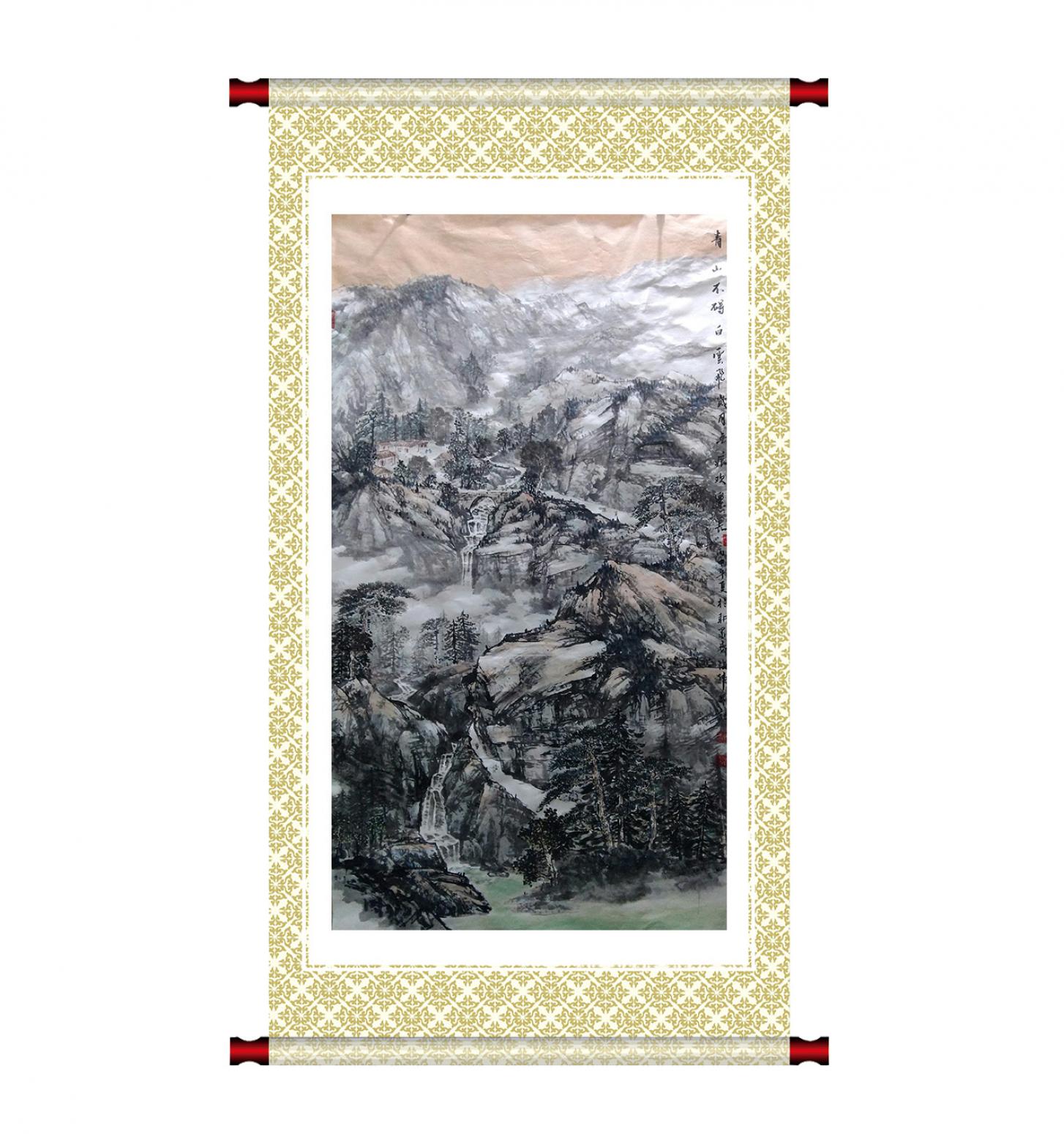 马海伟国画作品《【青山不转白云飞】作者马海伟》【图1】