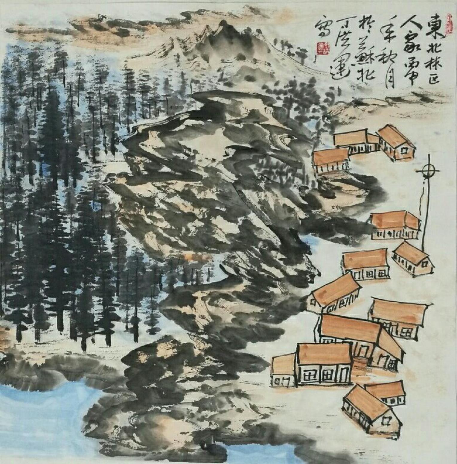 丁洪运国画作品《【东北林区】作者丁洪运》【图0】