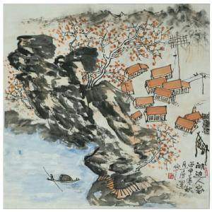 丁洪运国画作品《【屋舍泛舟图】作者丁洪运》价格450.00元