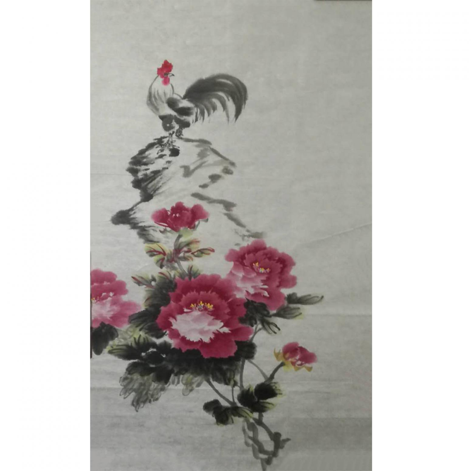 李丽芳国画作品《【大公鸡】作者李丽芳》