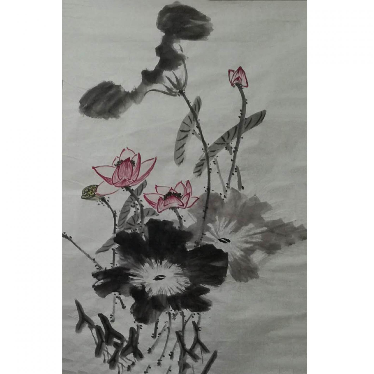李丽芳国画作品《【水莲】作者李丽芳》