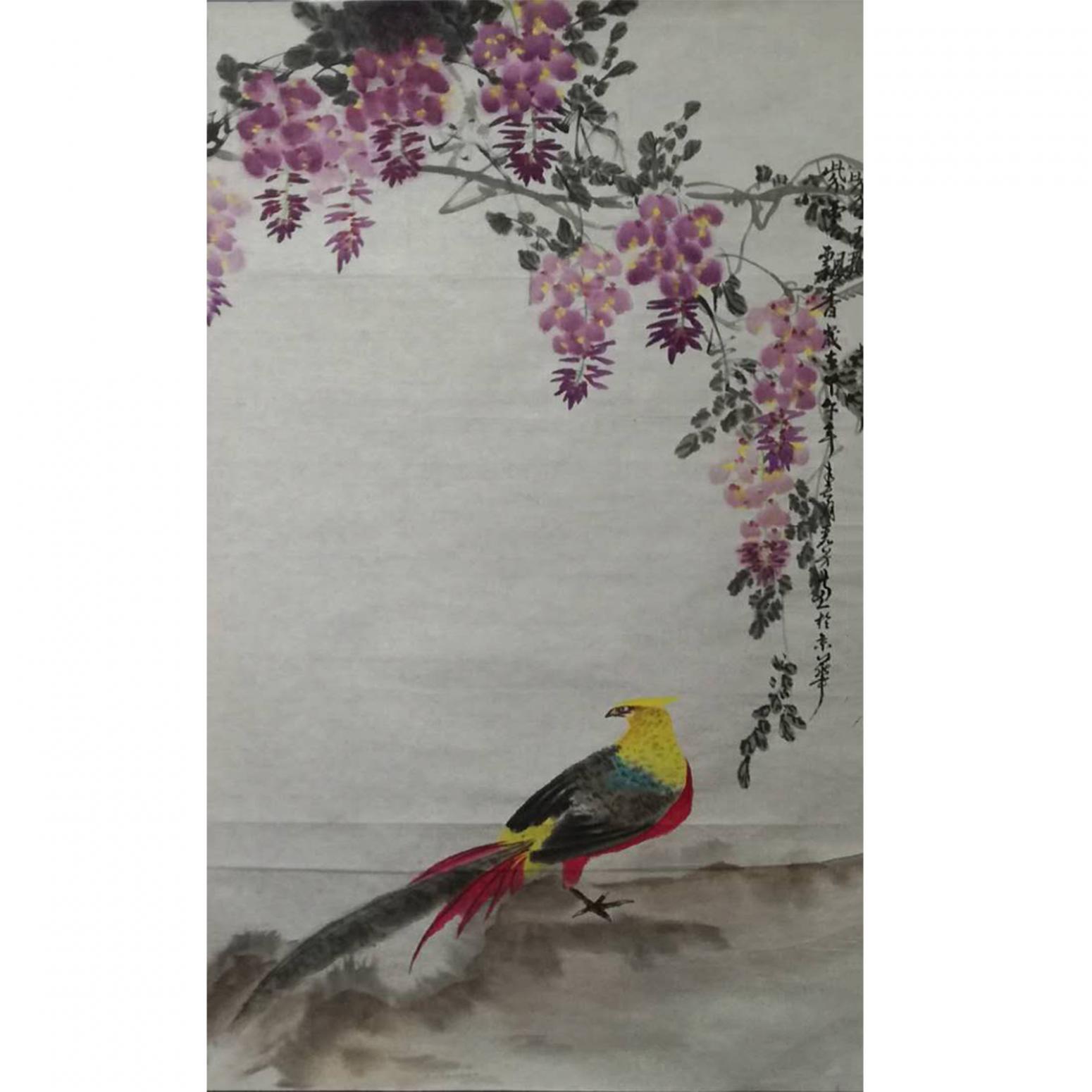 李丽芳国画作品《【紫气飘香】作者李丽芳》