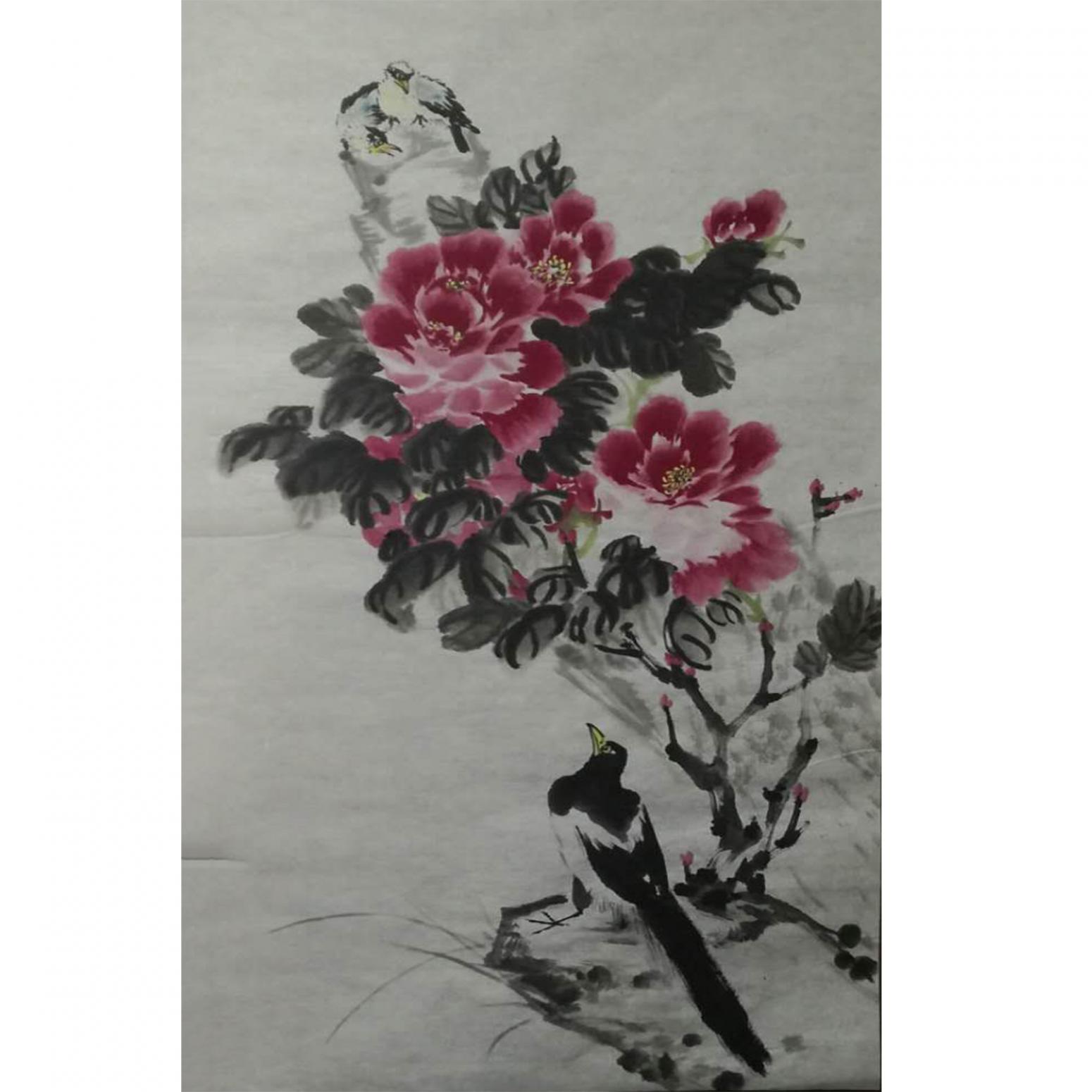 李丽芳国画作品《【昂望花朵】作者李丽芳》