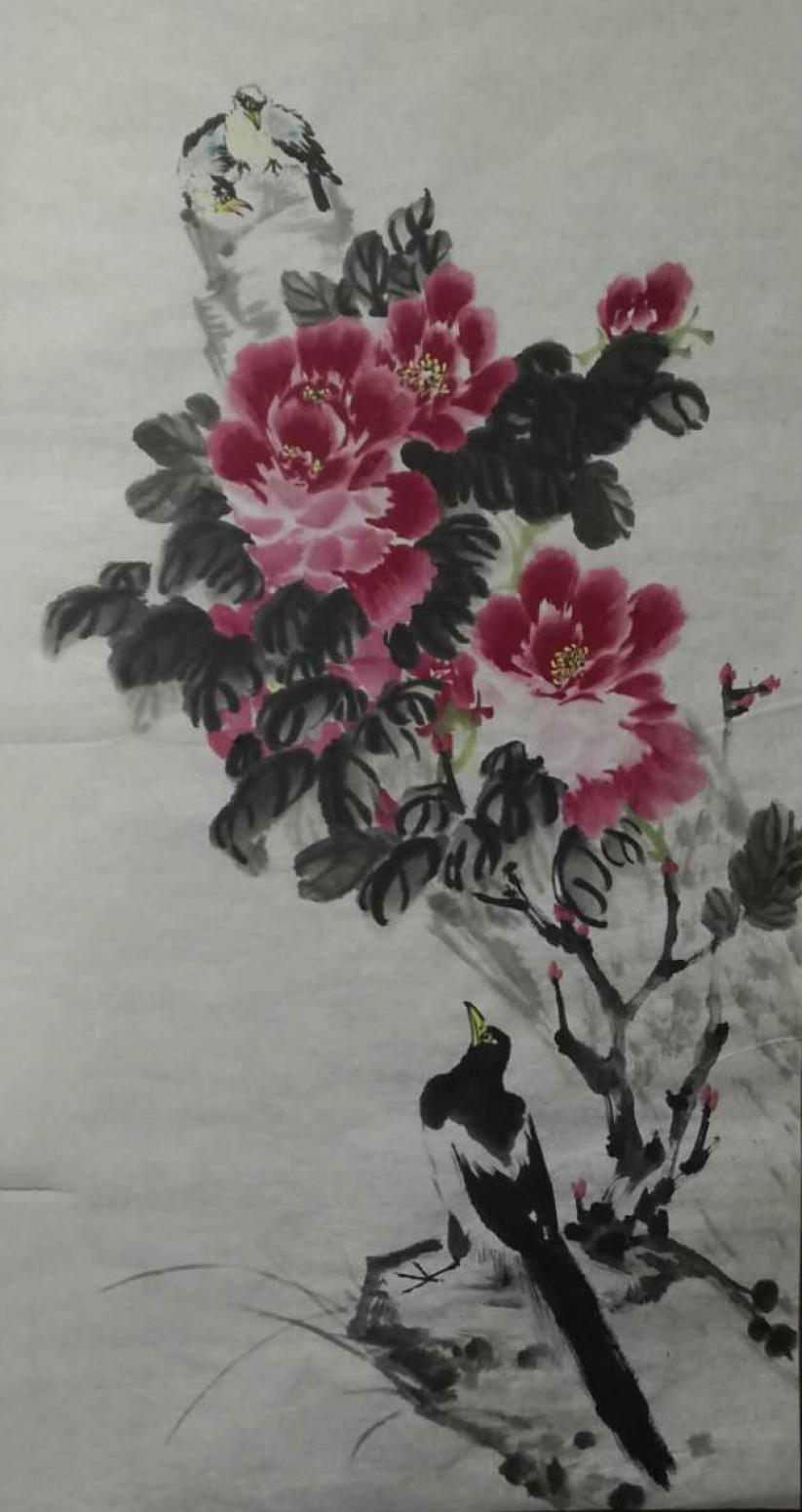 李丽芳国画作品《【昂望花朵】作者李丽芳》【图0】