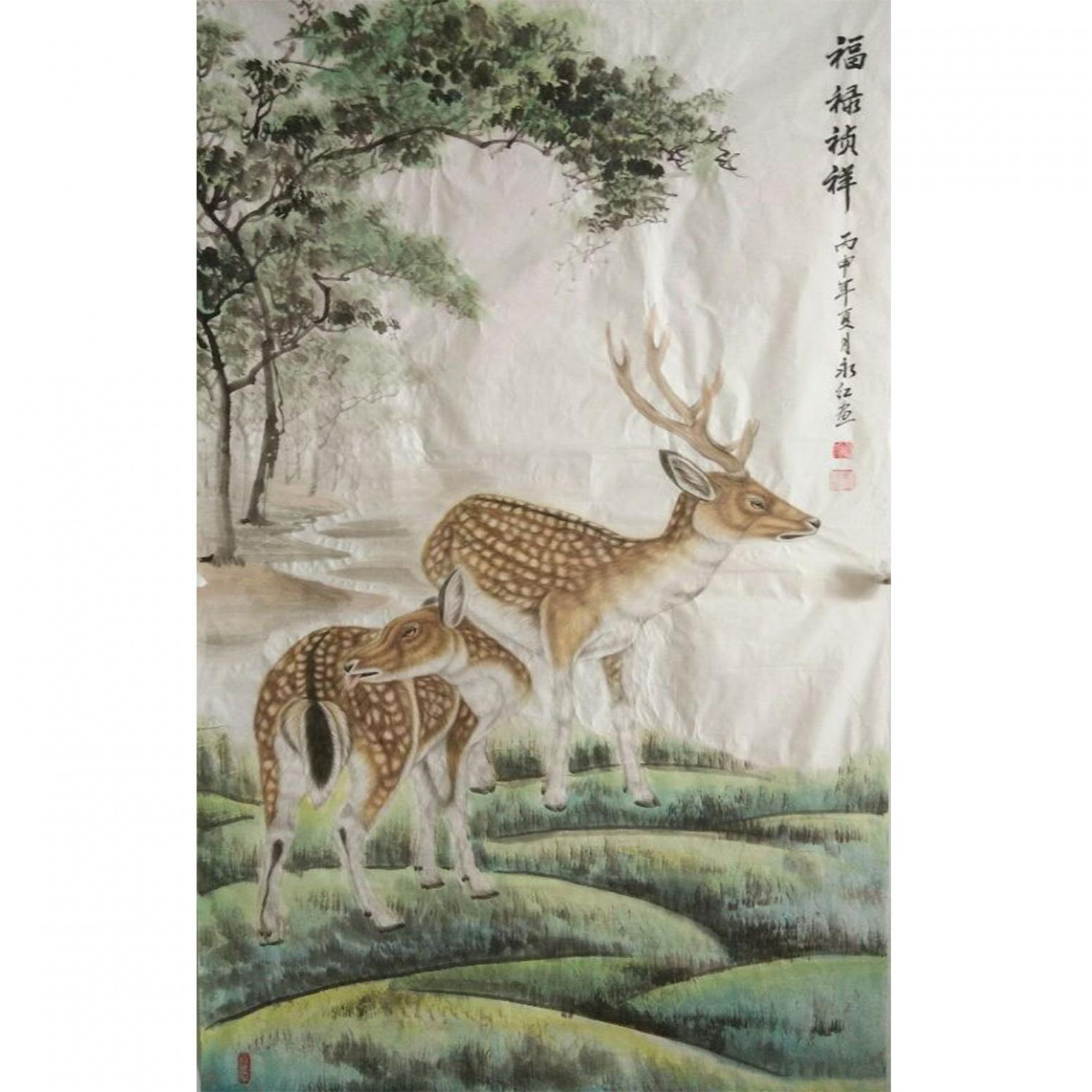 刘永红国画作品福禄祯祥作者刘永红