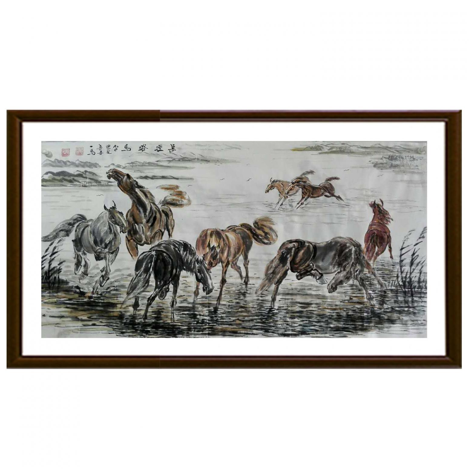 邵西安国画作品《【长泾浴马】作者邵西安》【图2】