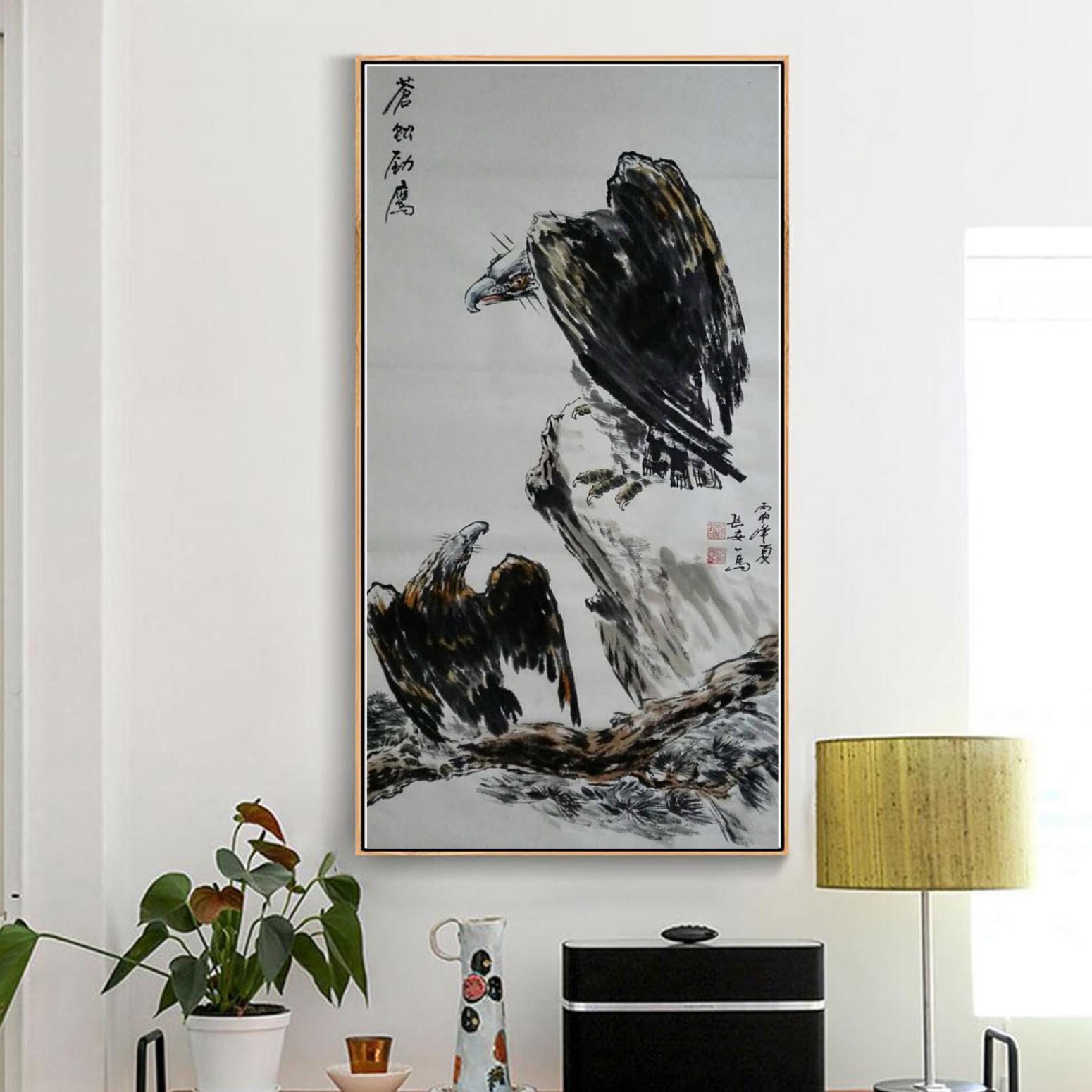 邵西安国画作品《【苍松劲鹰】作者邵西安》【图3】