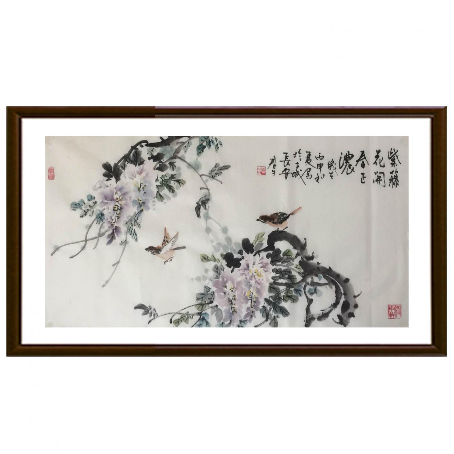 田君才国画作品《【紫藤花开】作者田君才》【图2】