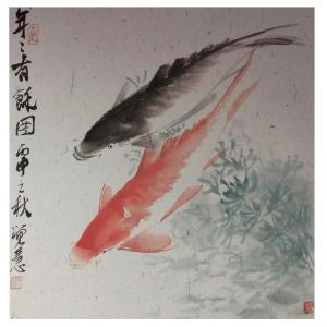 张大石国画作品《【年年有余】作者张大石》价格480.00元