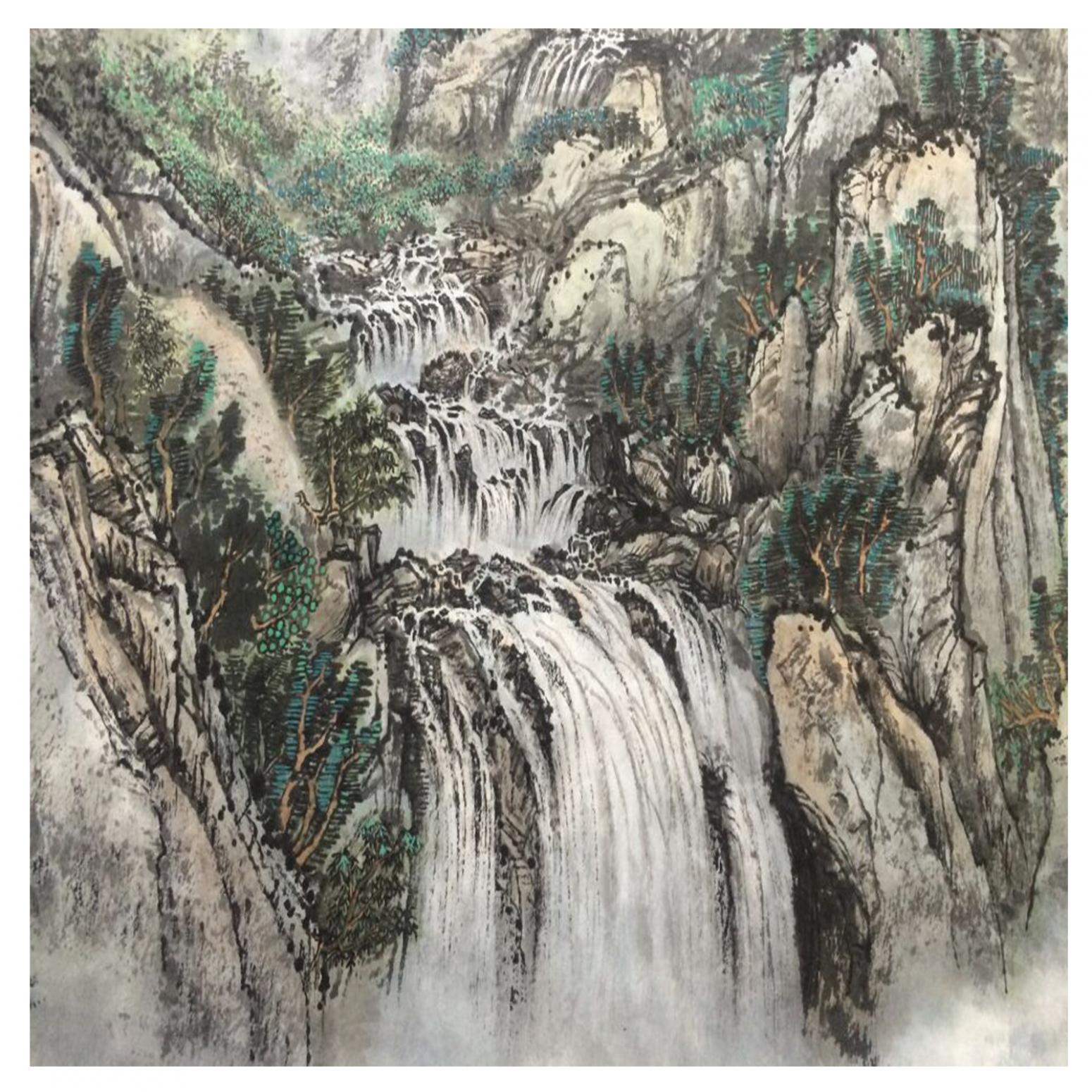 郑辉贤国画作品《【高山流水】作者郑辉贤》