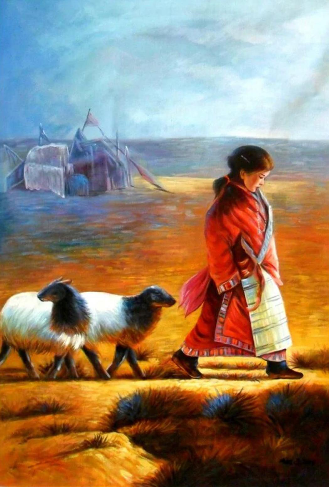 陈力油画作品《【牧羊】作者陈力》【图0】