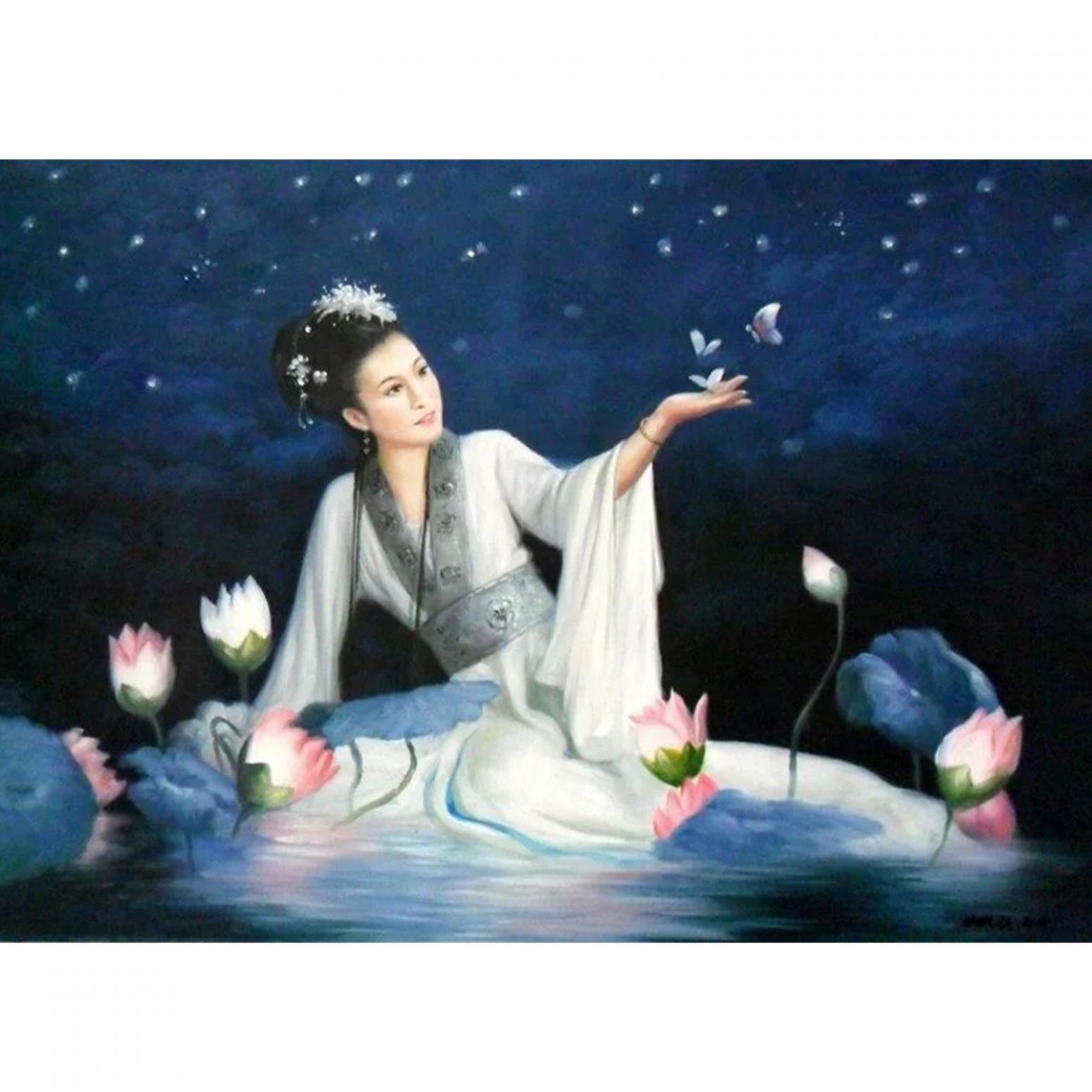 陈力油画作品《古代美女油画》