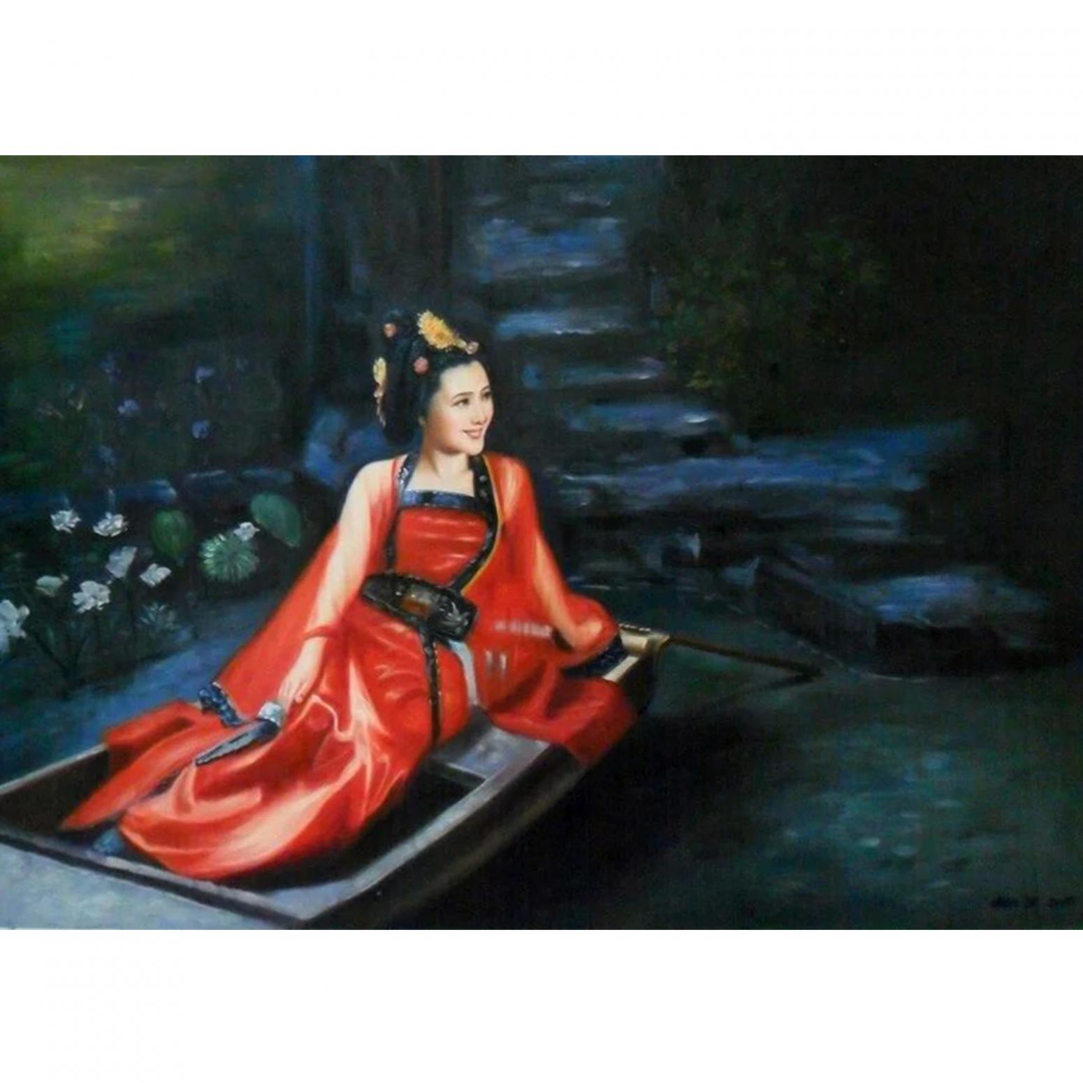 陈力油画作品《古代美女油画》