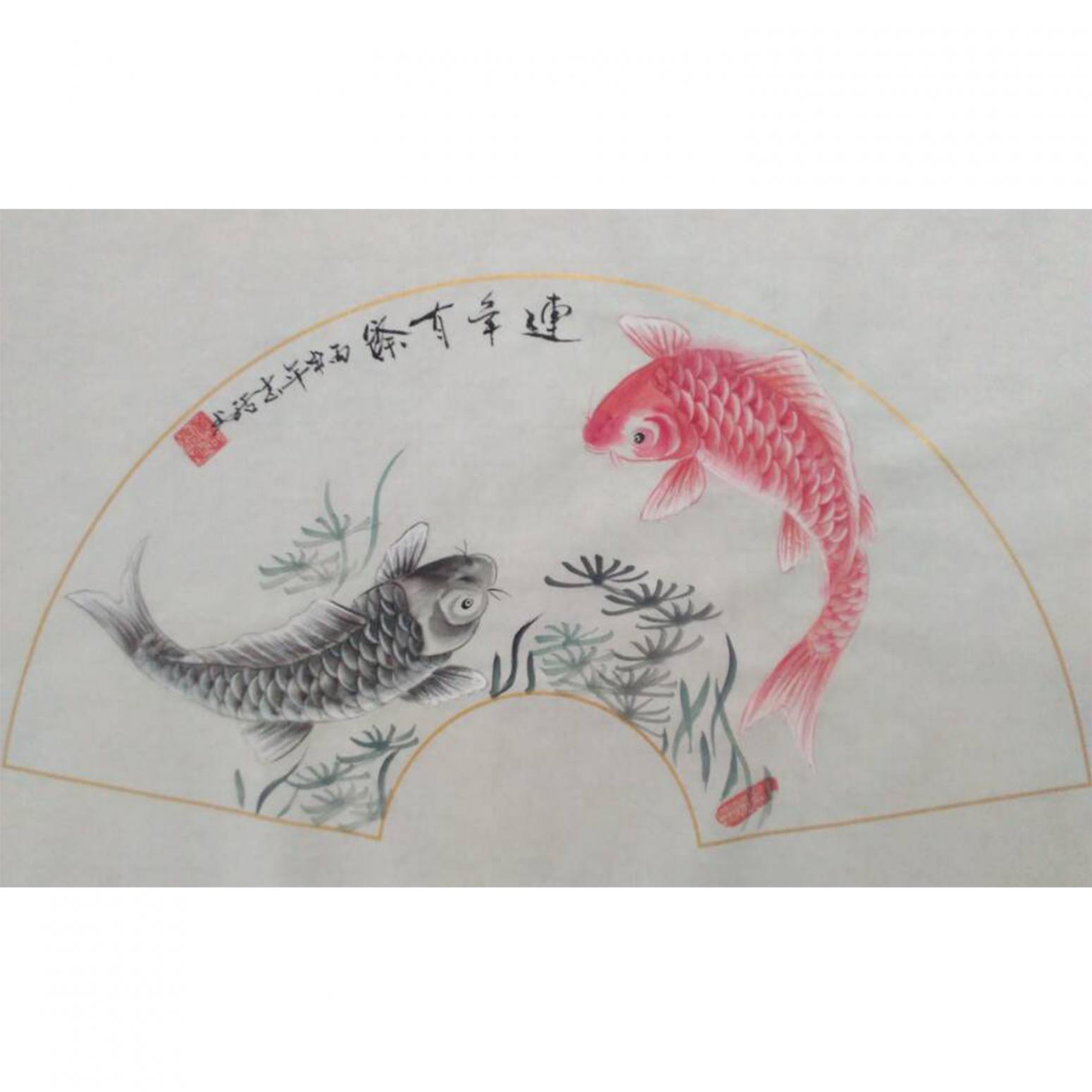 黄一龙国画作品《【连年有余】作者黄一龙》