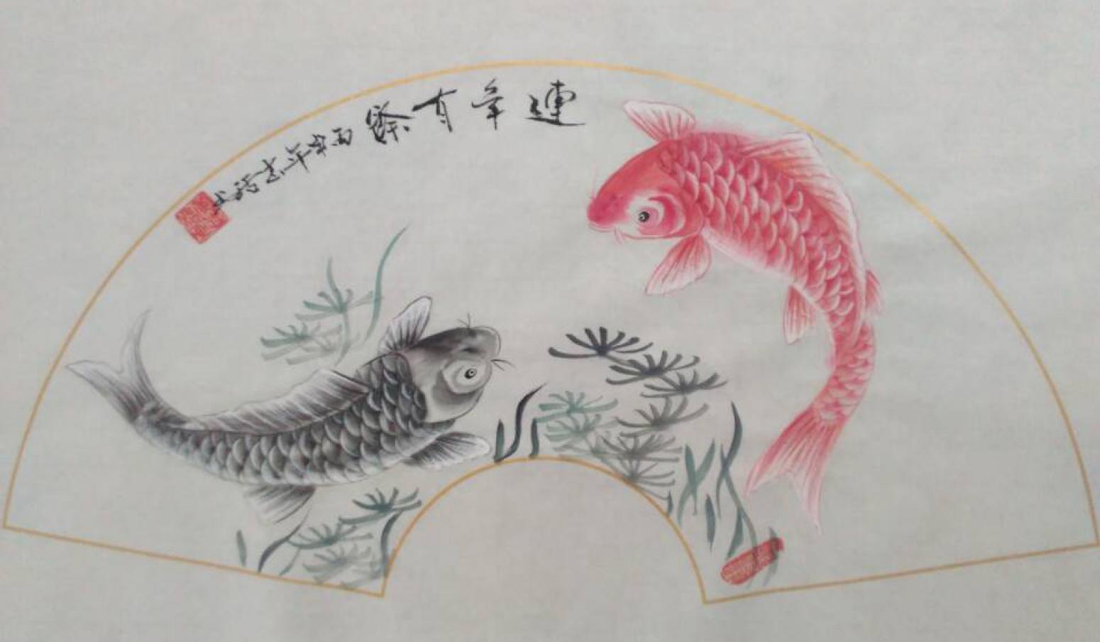 黄一龙国画作品《【连年有余】作者黄一龙》【图0】