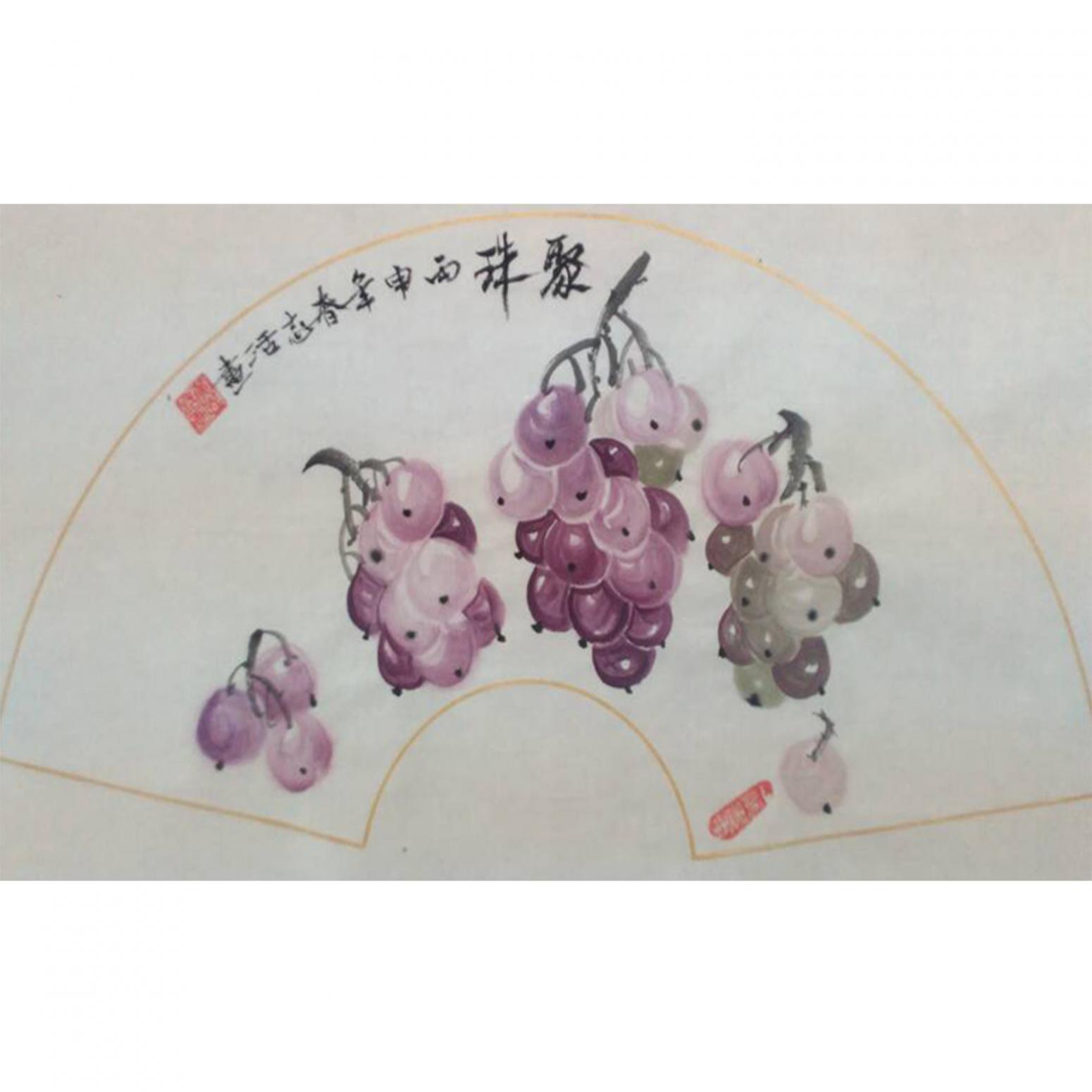 黄一龙国画作品《【聚珠】作者黄一龙》